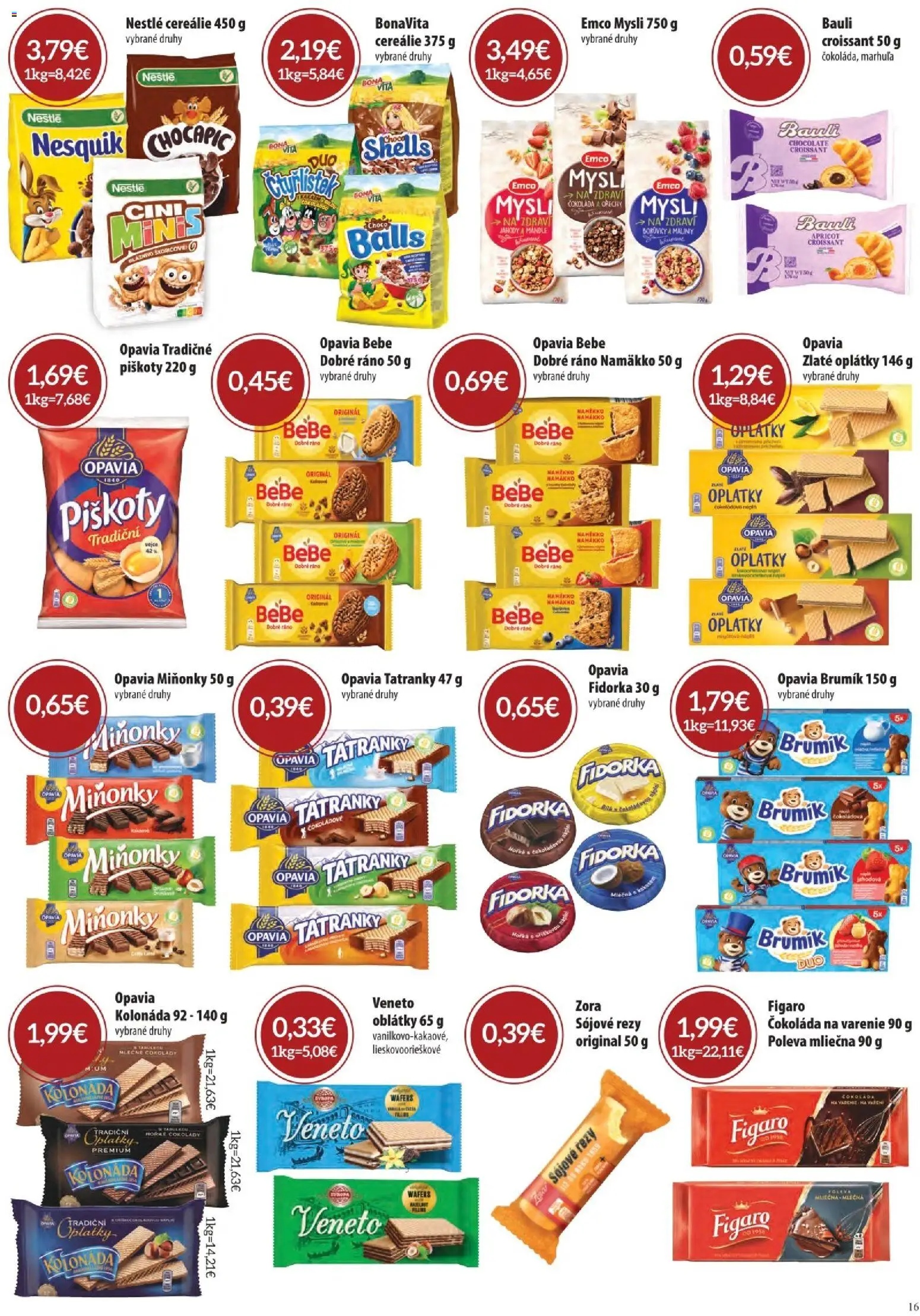 Nové CBA Komfos akcie – leták je platný od 03.09.2026 | Strana: 16 | Produkty: Čokoláda na varenie, Oblátky, Jahody, Cereálie