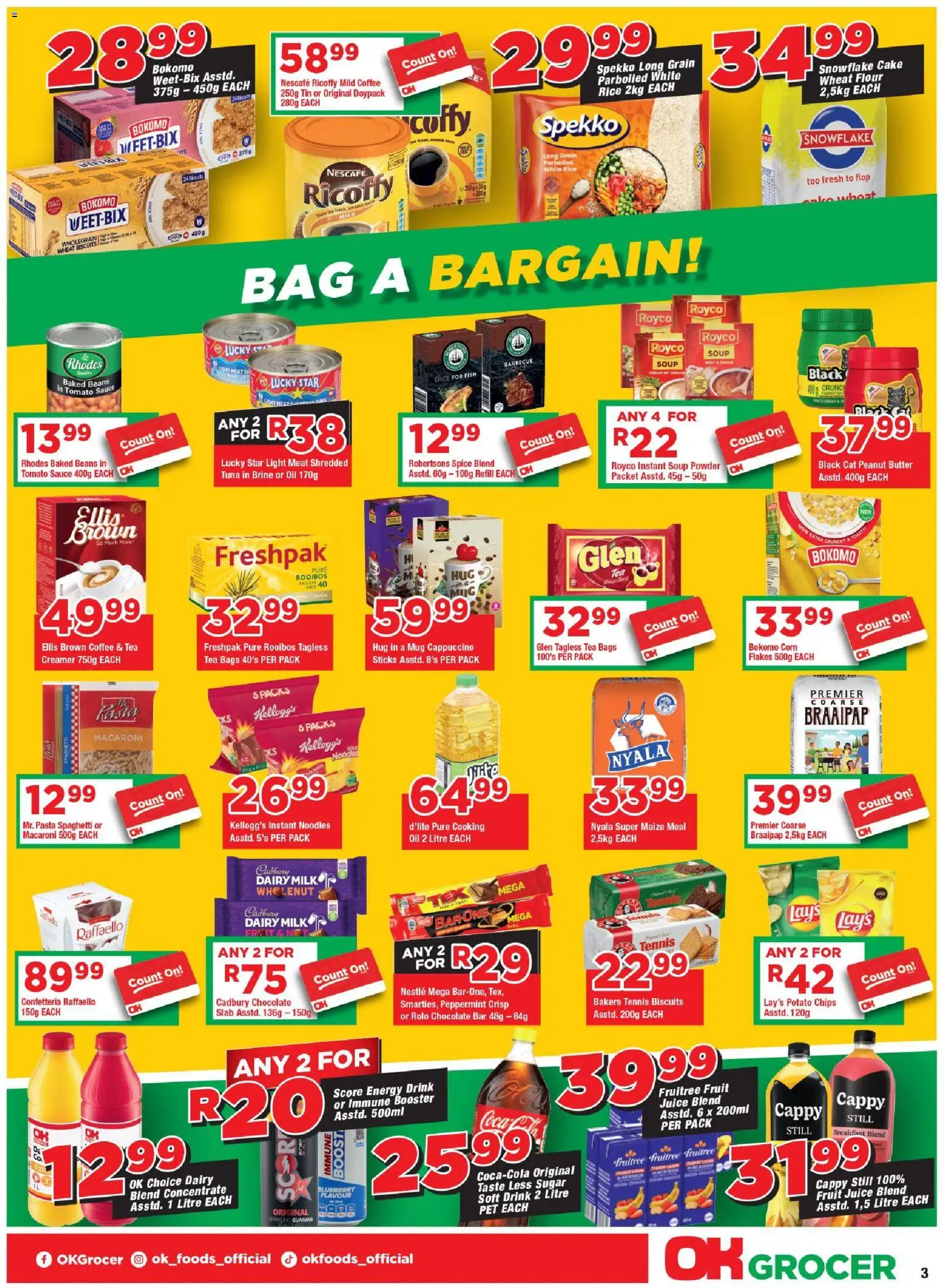 New OK Foods catalogue – valid from 10.06.2026 | Page: 3 | Products: Coffee, Chips, Cream, Peanut butter