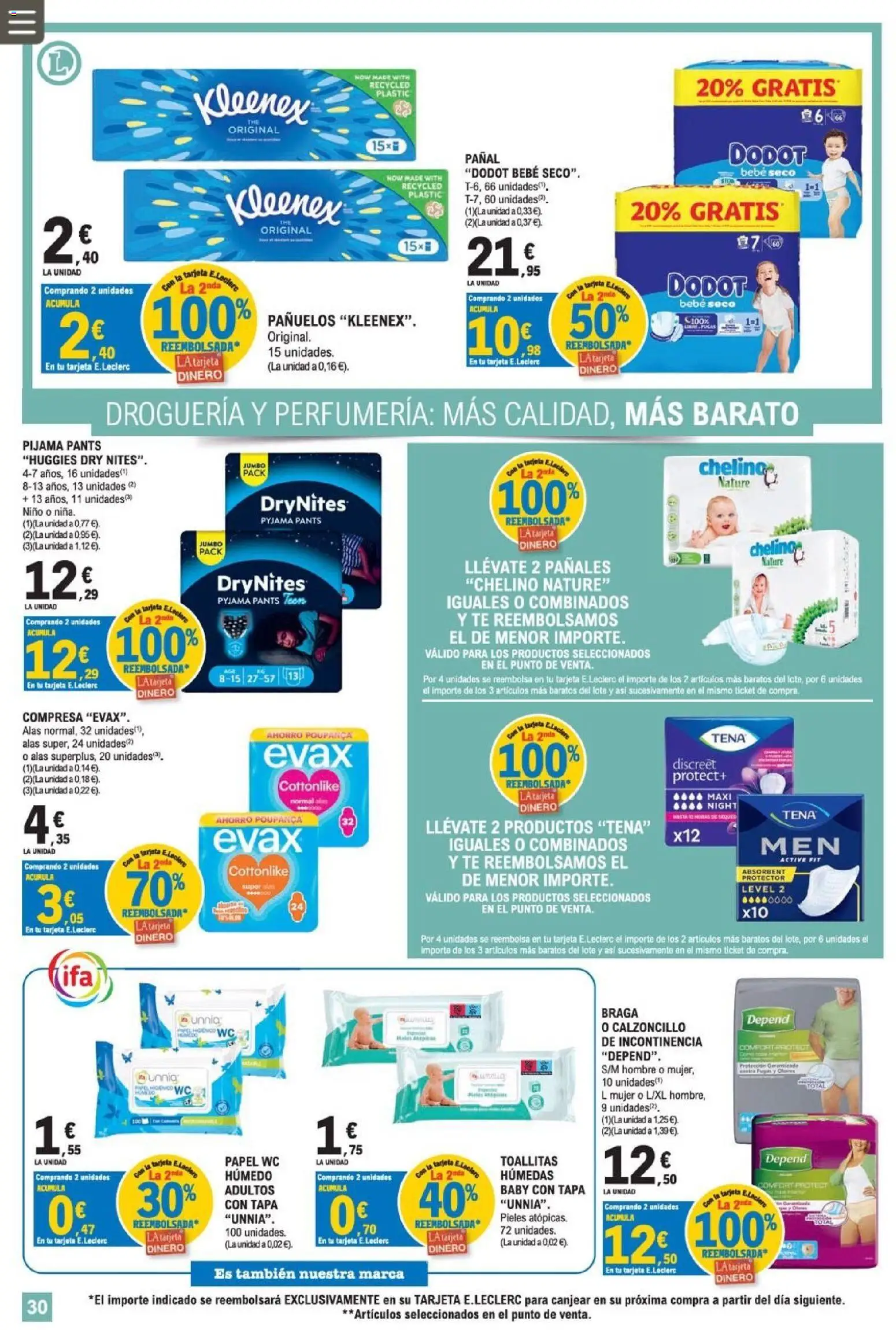 E.Leclerc Miranda de Ebro │ válido desde el 12/08/2026 | Página: 30 | Productos: Pijama, Té, Braga, Pañales