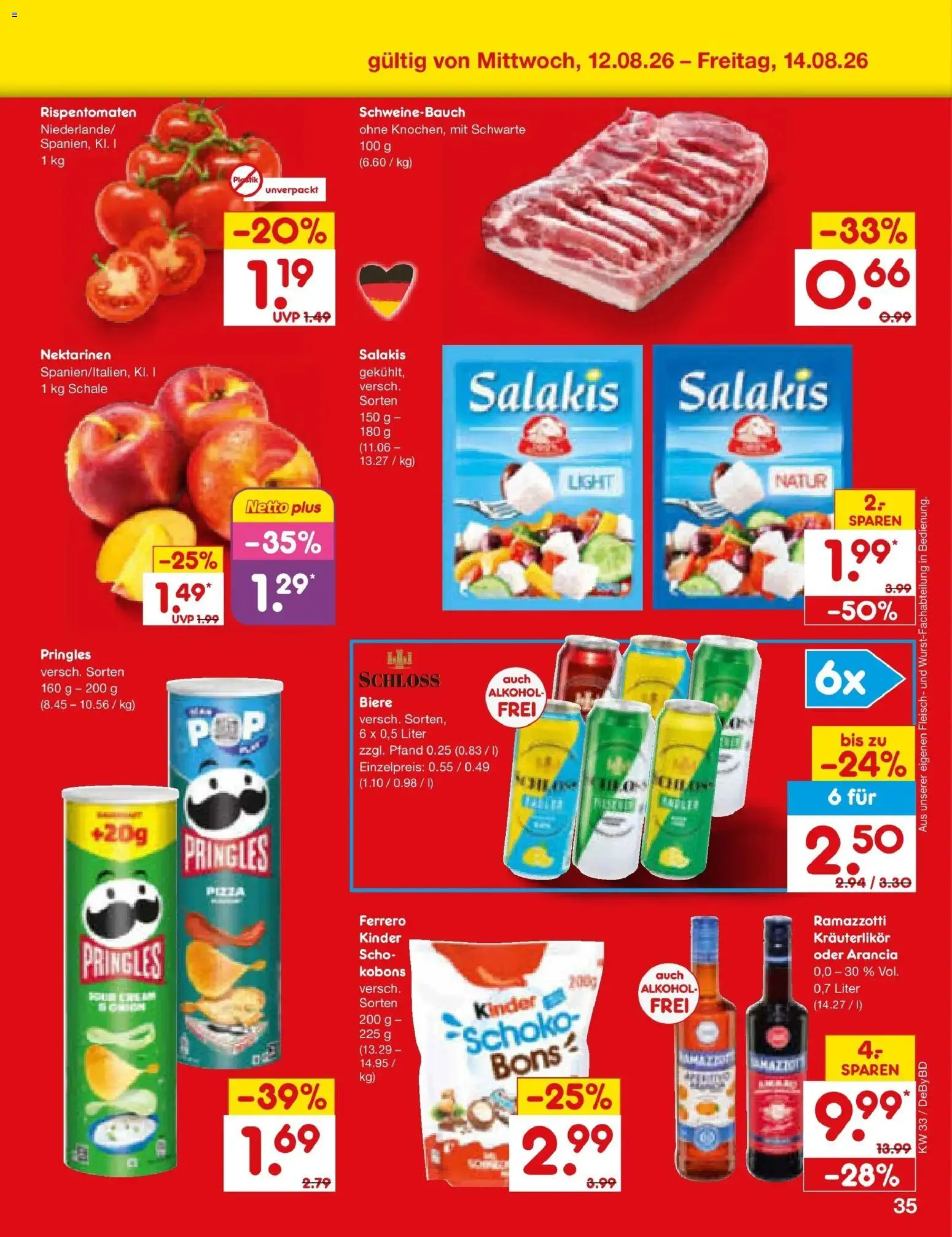 Netto Marken-Discount Prospekt Buttenwiesen – gültig ab 10.08.2026 | Seite: 49 | Produkte: Schweinebauch, Alkohol, Salakis, Ramazzotti
