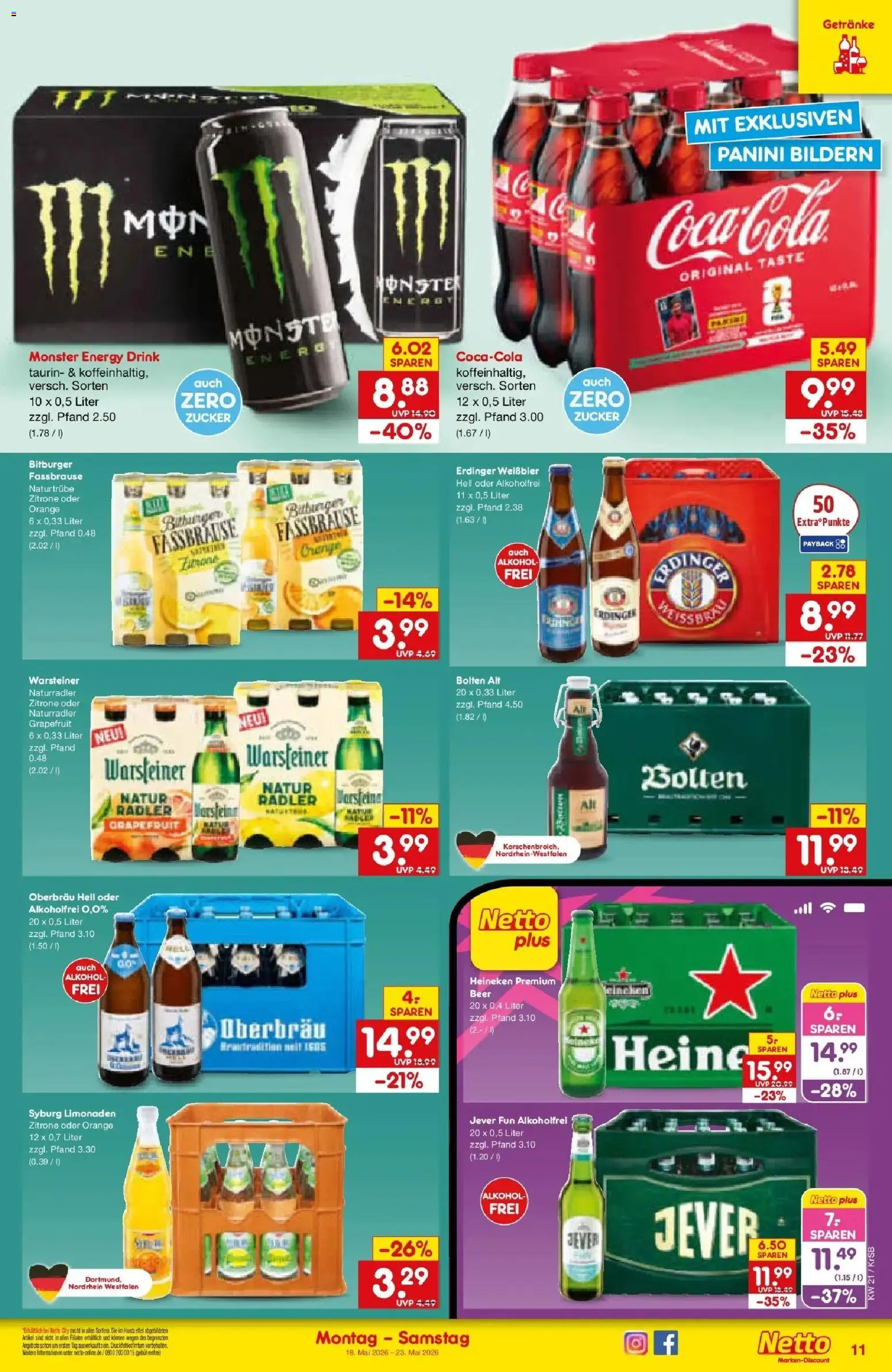 Netto Marken-Discount Prospekt Jüchen	 – gültig ab 17.05.2026 | Seite: 11 | Produkte: Erdinger, Energy, Zitrone, Jever