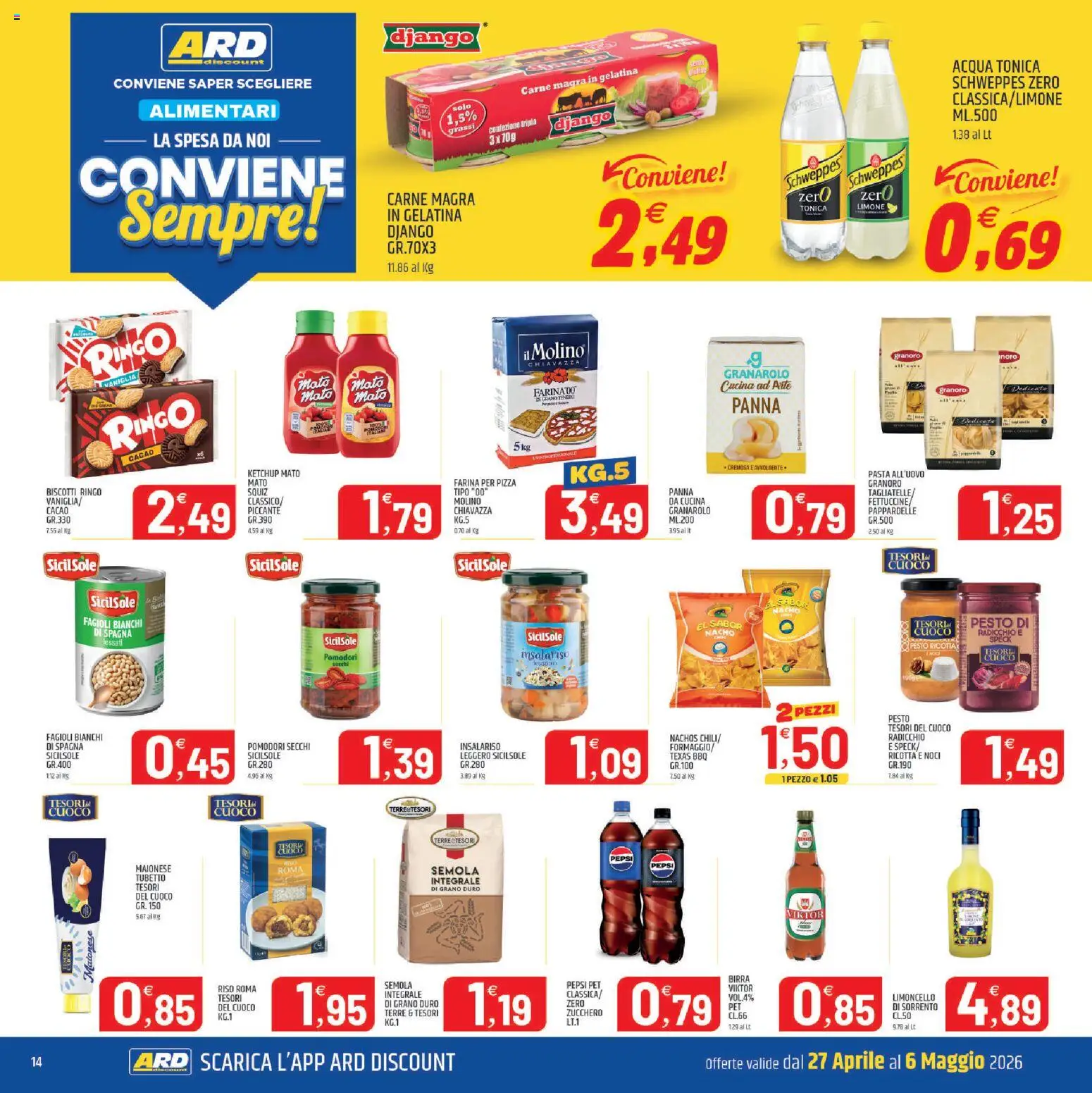 Volantino ARD Discount del 27.04.2026 | Pagina: 14 | Prodotti: Fagioli, Pasta, Ricotta, Limoncello