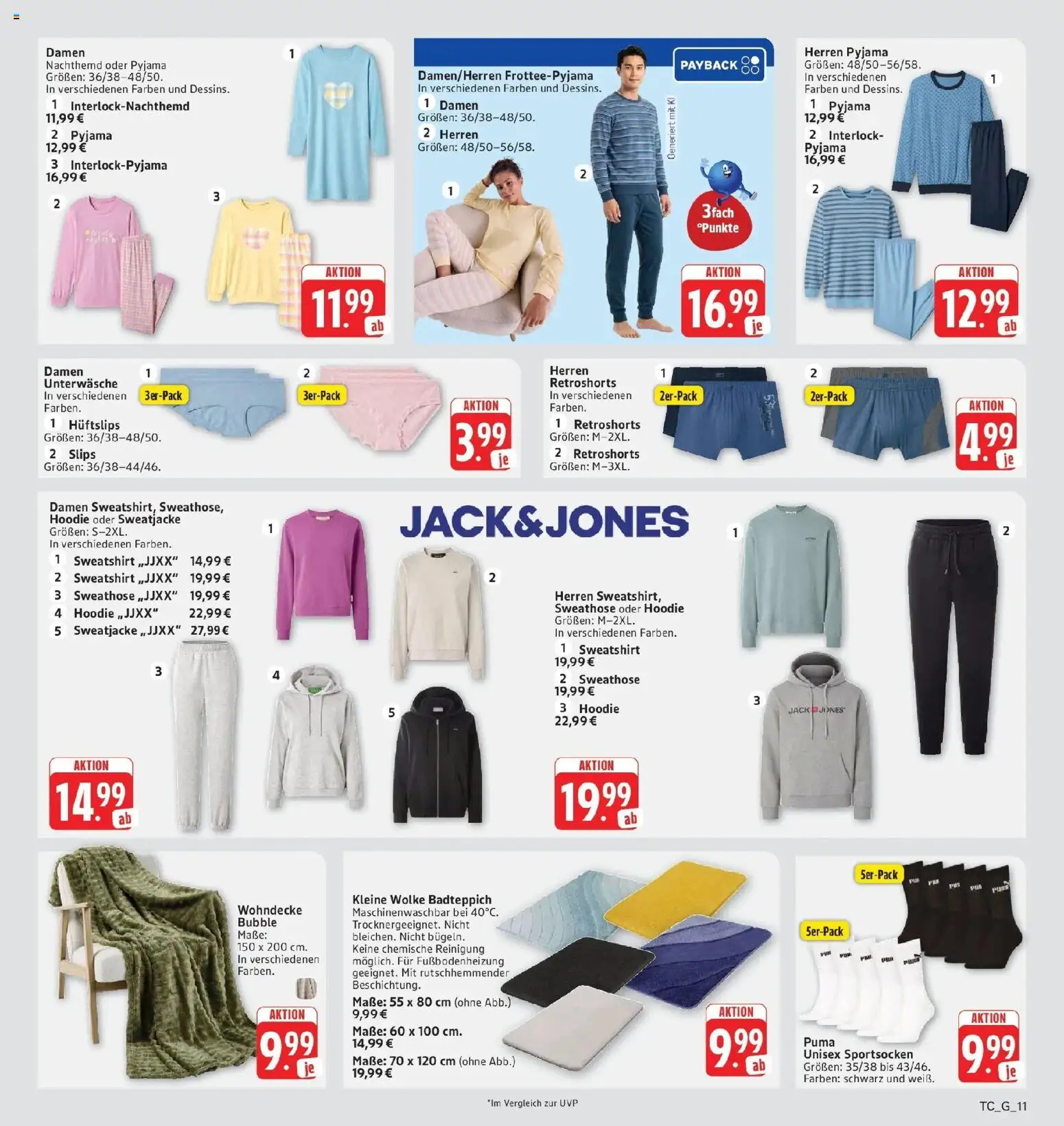 Edeka Prospekt Eislingen (ab 28.09.2026) » Angebote Online | Seite: 39 | Produkte: Sweatshirt, Hoodie, Unterwäsche, Pyjama