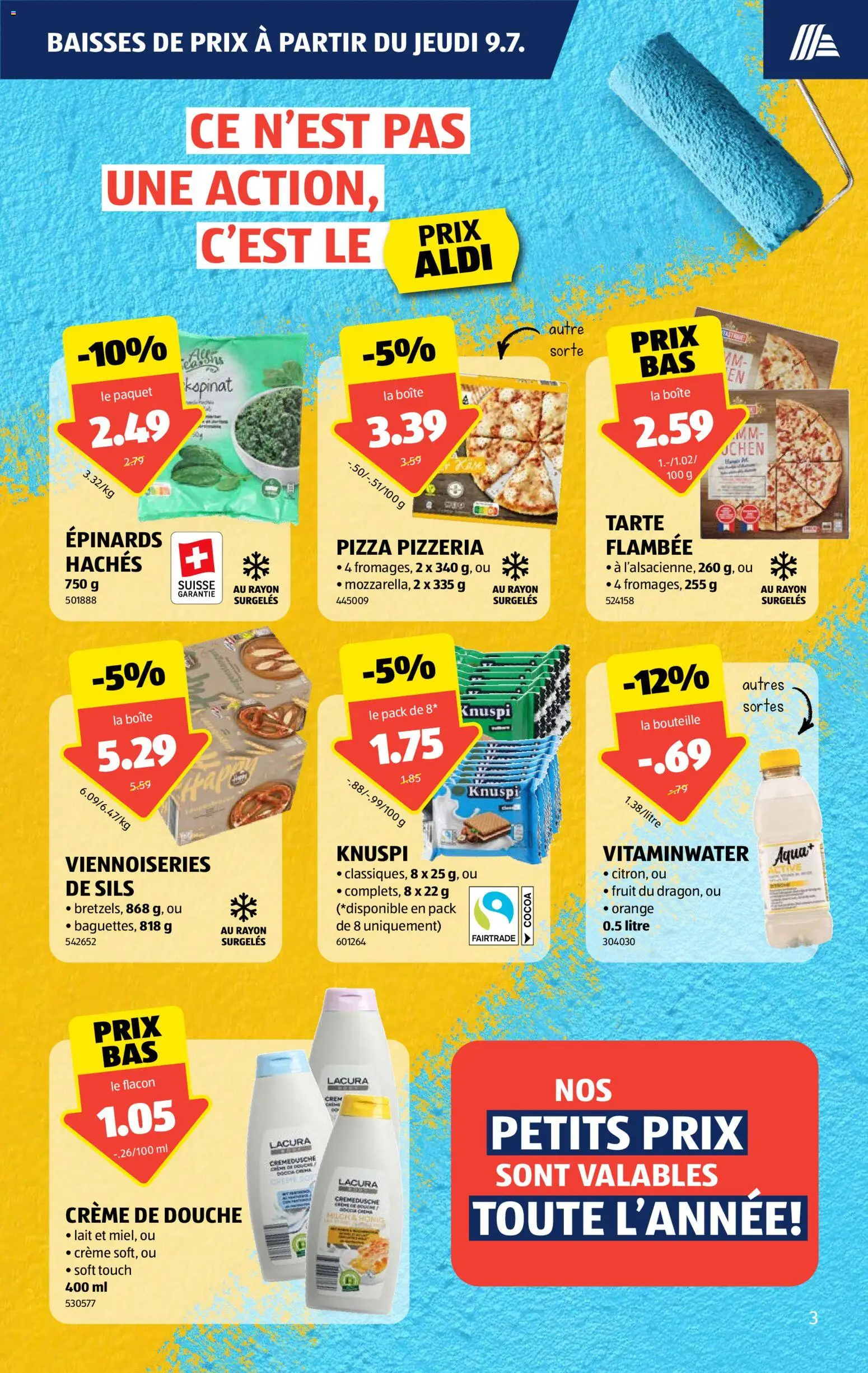 Aldi aktionen FR – gültig ab 09.07.2026 | Seite: 3 | Produkte: Pizza, Creme