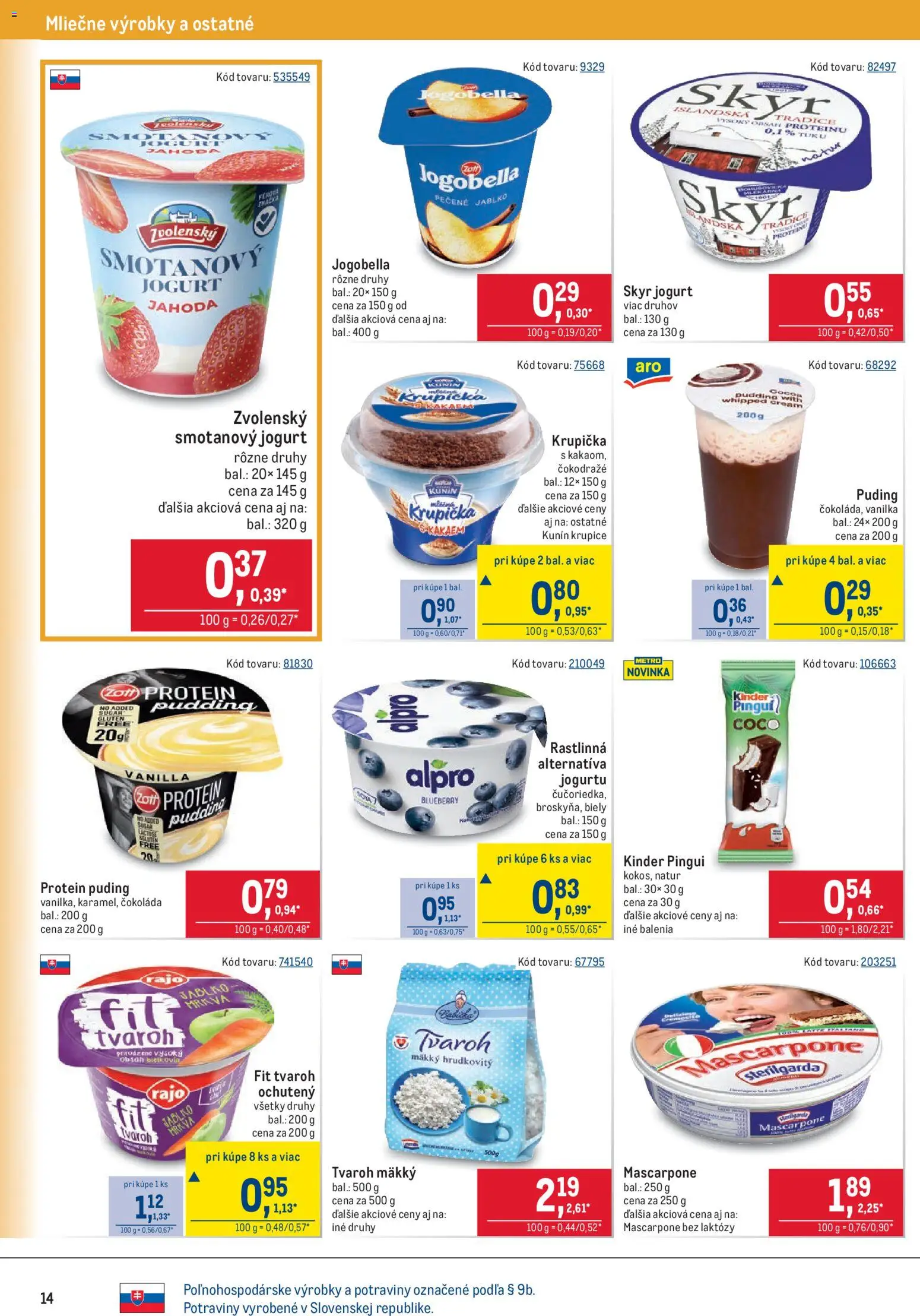Nové Metro akcie – leták je platný od 17.06.2026 | Strana: 14 | Produkty: Skyr, Protein, Čokoláda, Alpro
