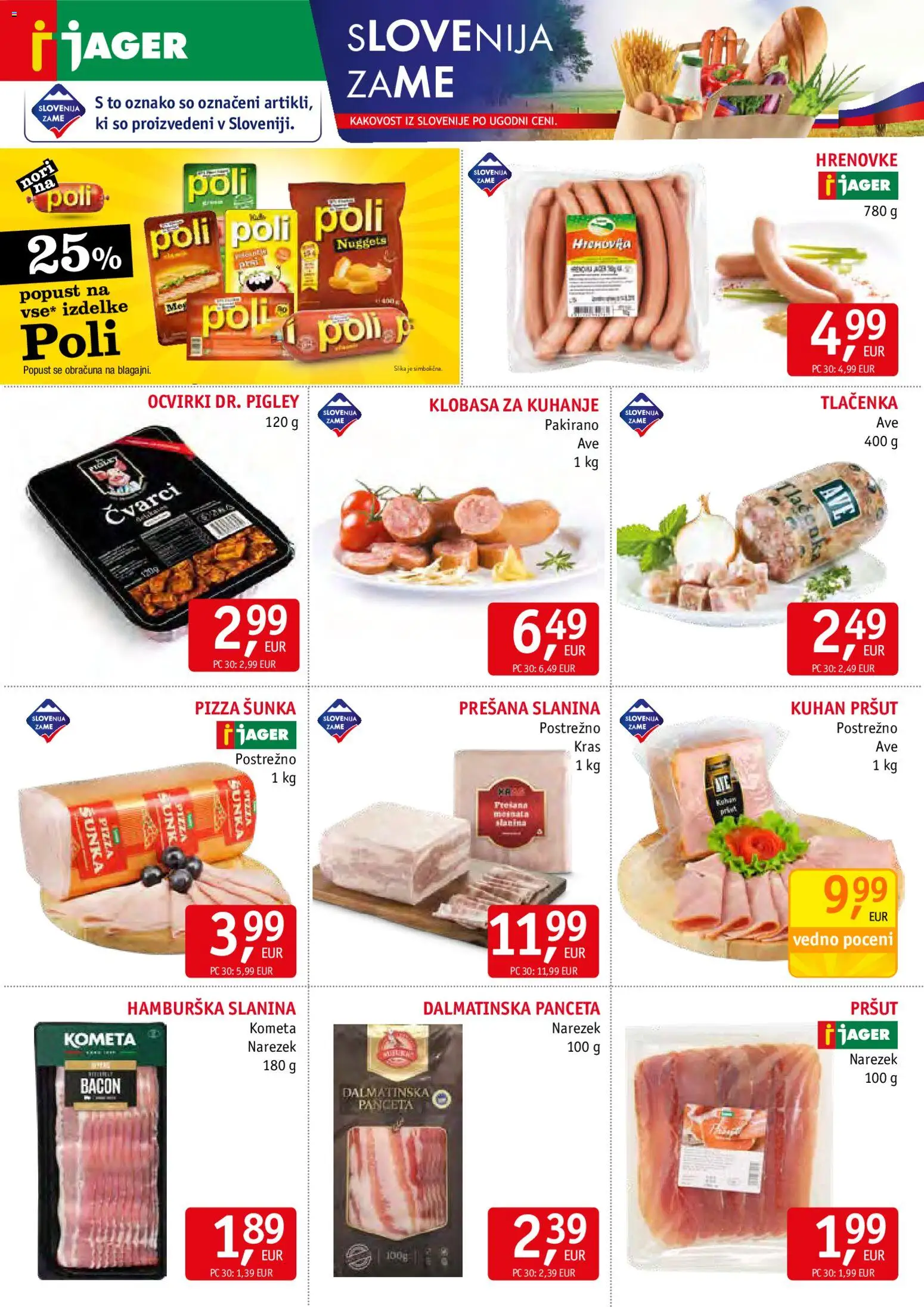 Novi Jager katalog ponudbe – veljaven od 03.06.2026 | Stran: 2 | Izdelki: Hrenovke, Slanina, Ocvirki, Sunka
