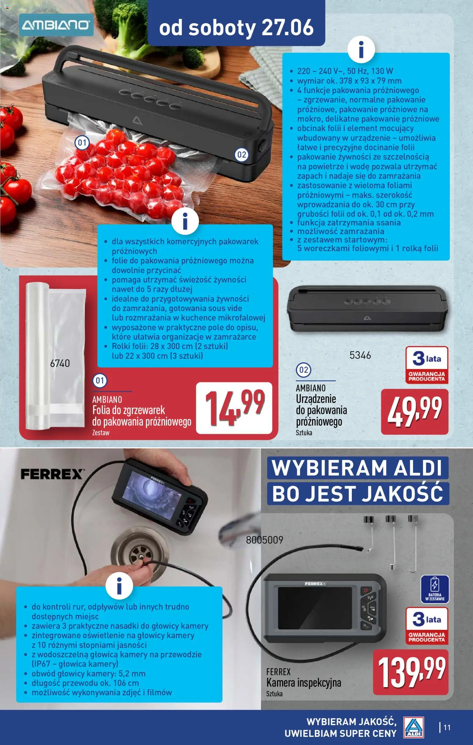 Aldi Polsko leták - Ostatnie sztuki w wybranych sklepach od 24.06.2026 | Strana: 11 | Produkty: Sous vide, Fólie, Kamera
