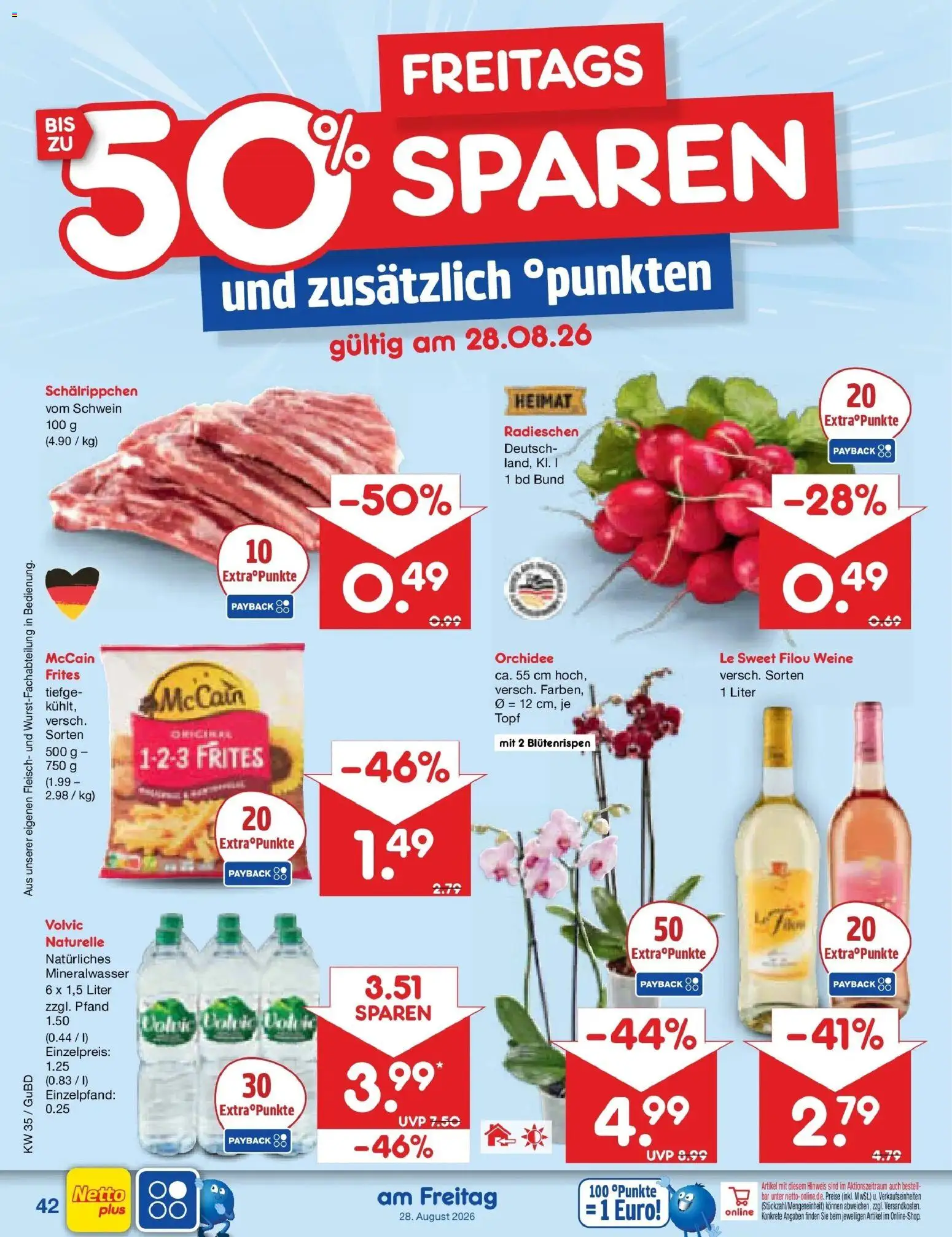 Netto Marken-Discount Prospekt Augustusburg (ab 24.08.2026) » Angebote | Seite: 56 | Produkte: Orchidee, McCain, Mineralwasser, Volvic