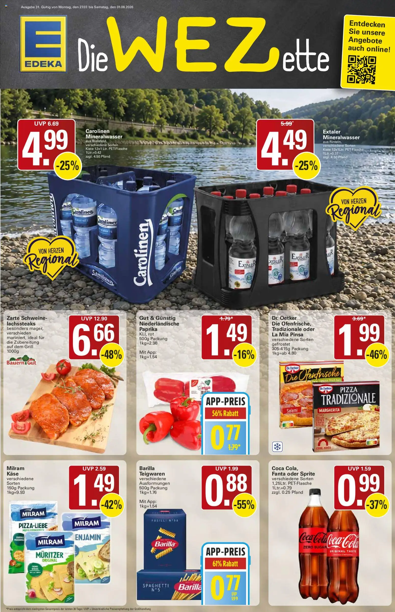 WEZ Prospekt – gültig ab 27.07.2026 | Seite: 1 | Produkte: Grill, Coca cola, Fanta, Milram