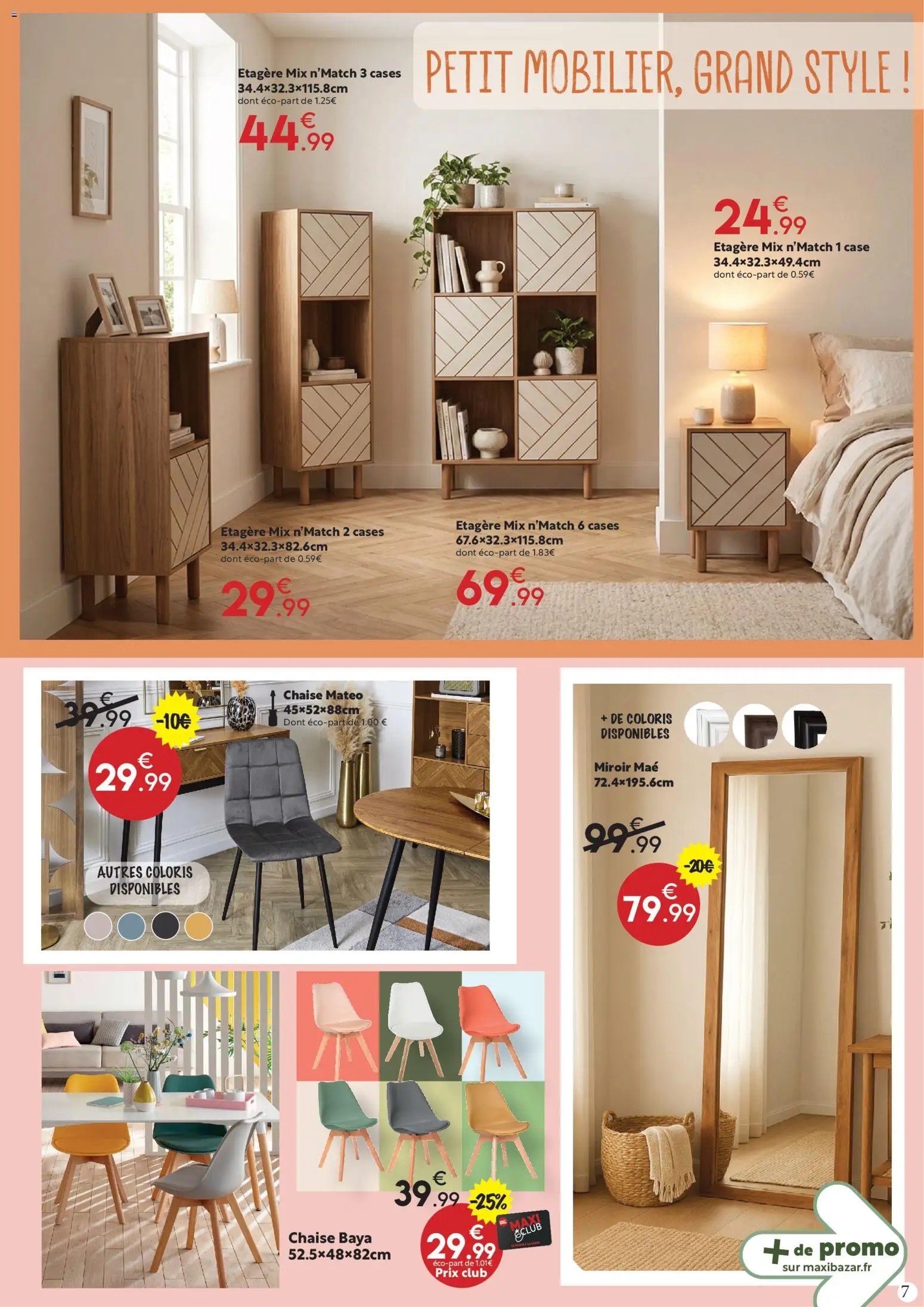 {H1} | Page: 7 | Produits: Étagère, Chaise, Miroir
