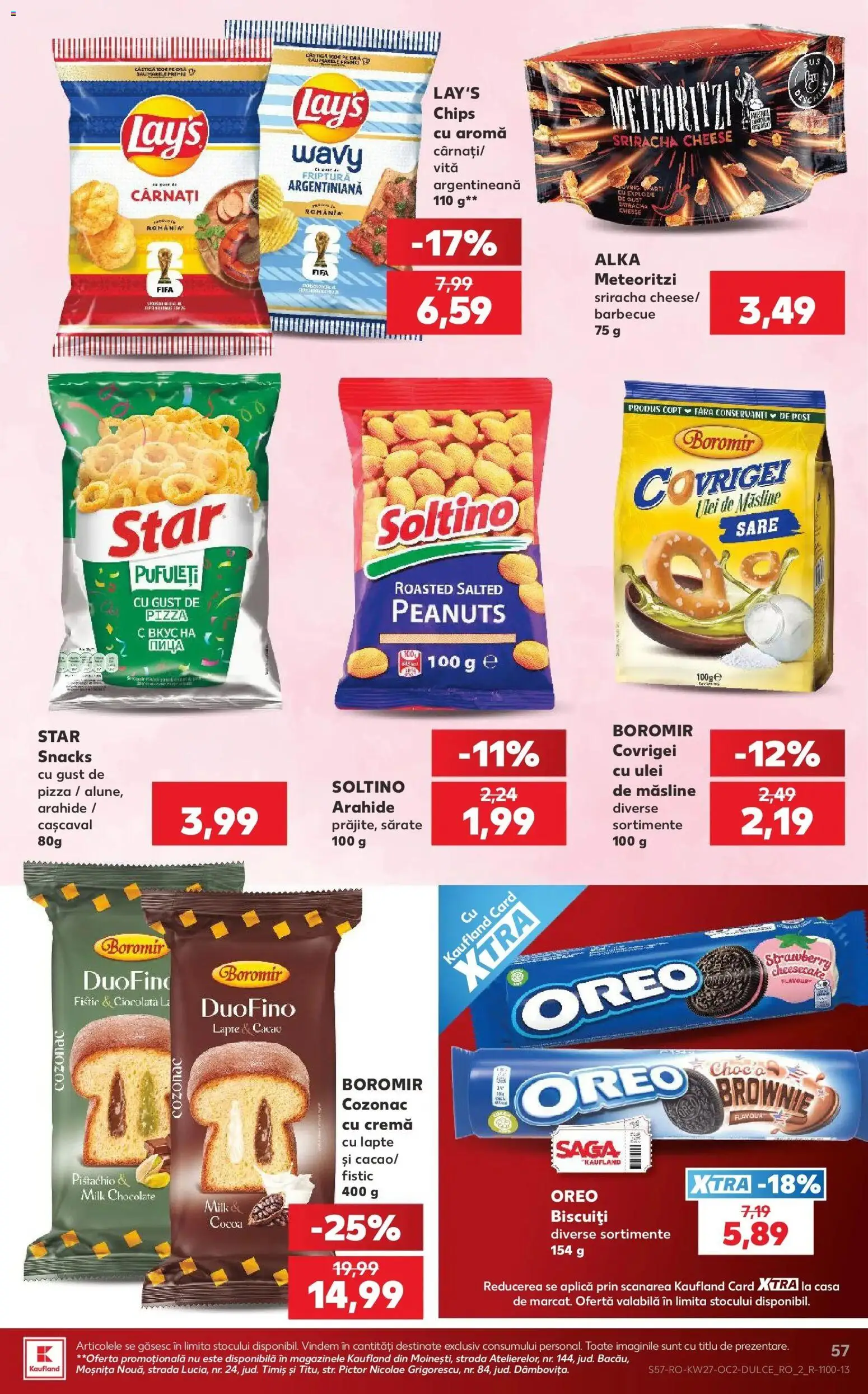 Noul catalog Kaufland – valabil de la 01.07.2026 | Pagină: 57 | Produse: Covrigei, Ciocolată, Sare, Cârnați