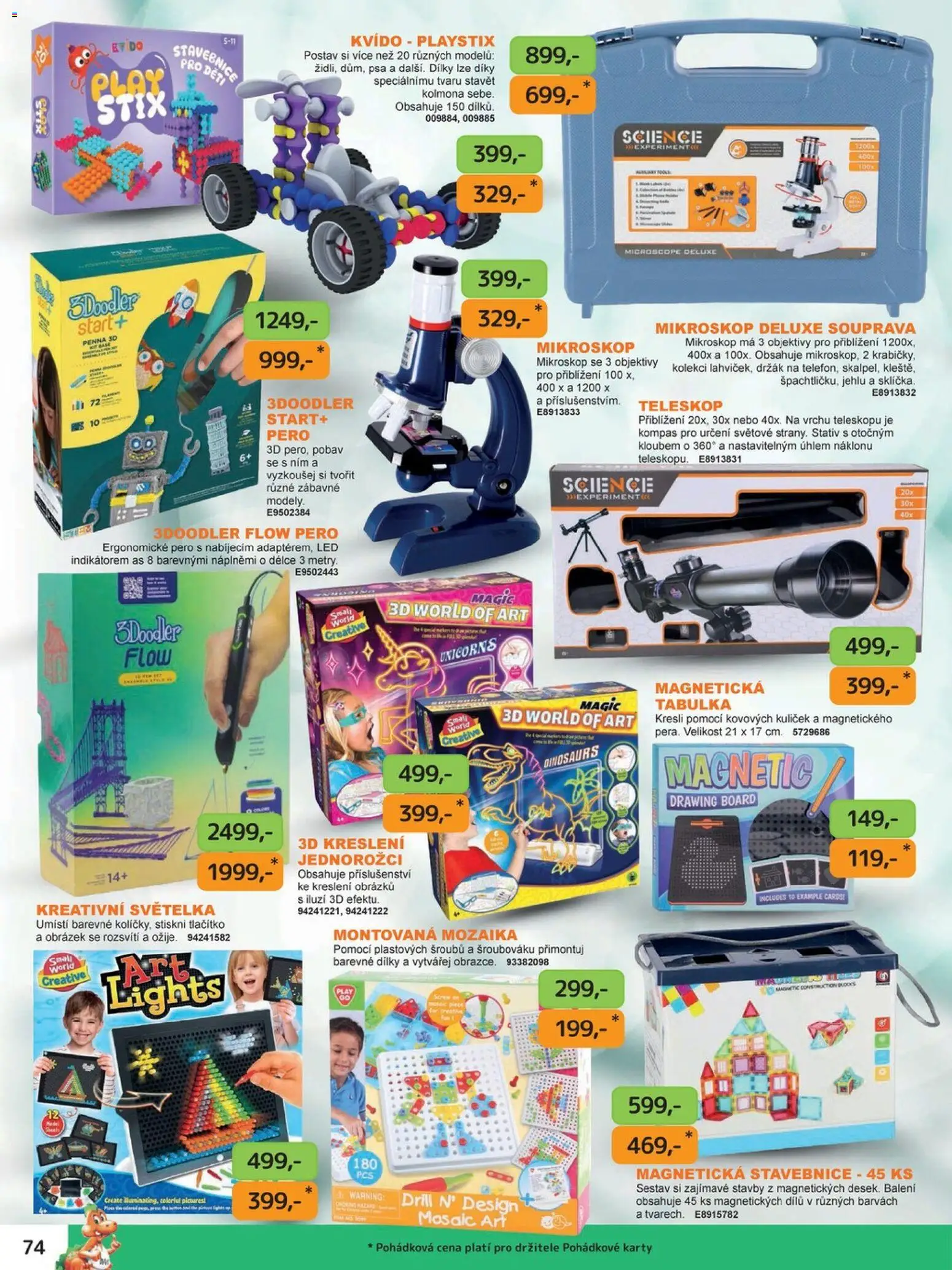 Dráčik katalog - Vánoce od 08.10.2026 | Strana: 74 | Produkty: Magnetická stavebnice, Karty, Mikroskop, LED