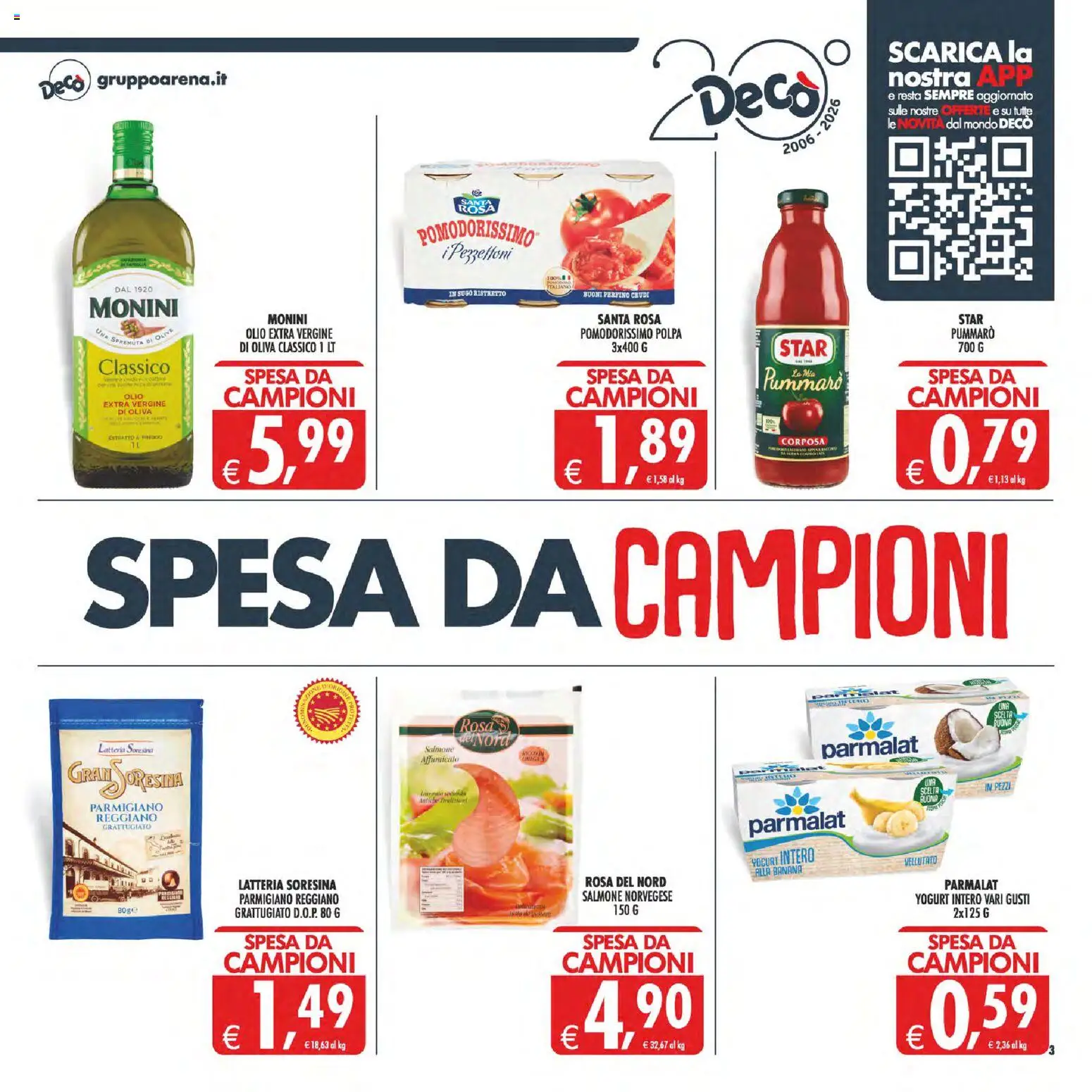Volantino Decò del 08.05.2026 | Pagina: 3 | Prodotti: Yogurt, Olio, Sugo, Parmigiano
