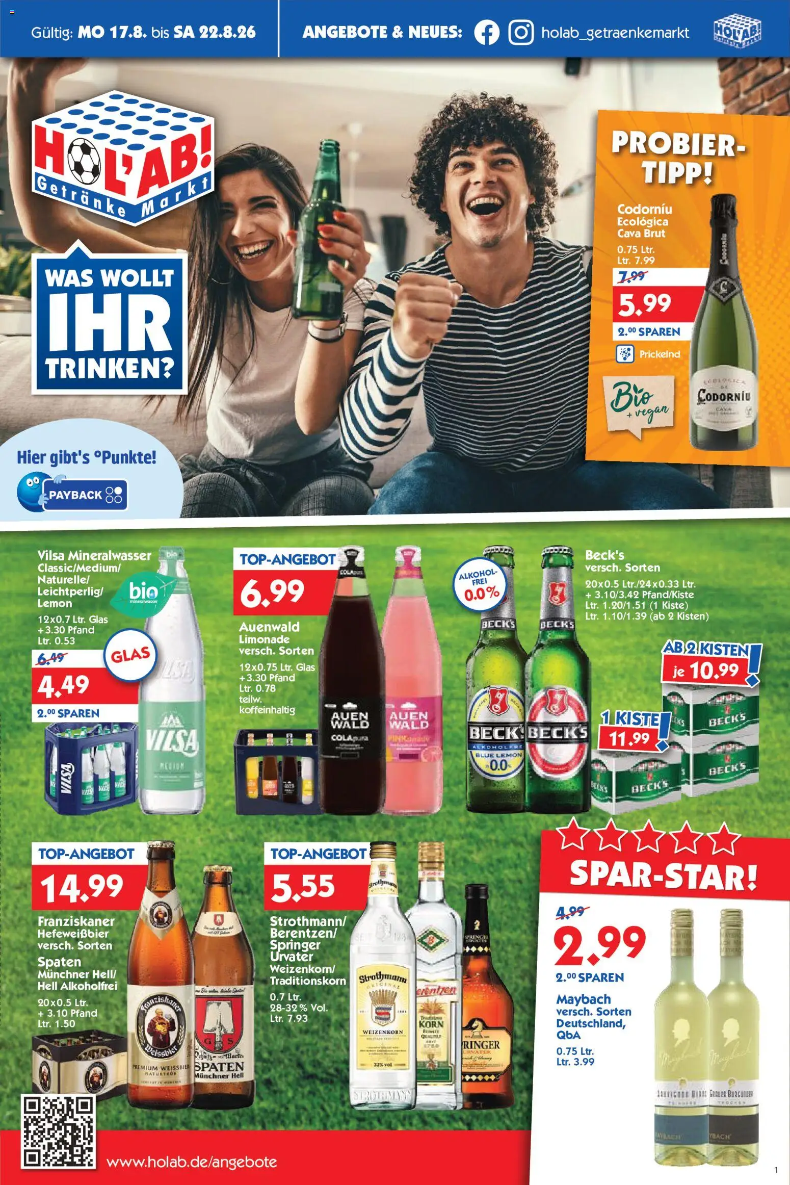 HOL’AB! Prospekt – gültig ab 17.08.2026 | Seite: 1 | Produkte: Franziskaner, Weißbier, Limonade, Alkohol