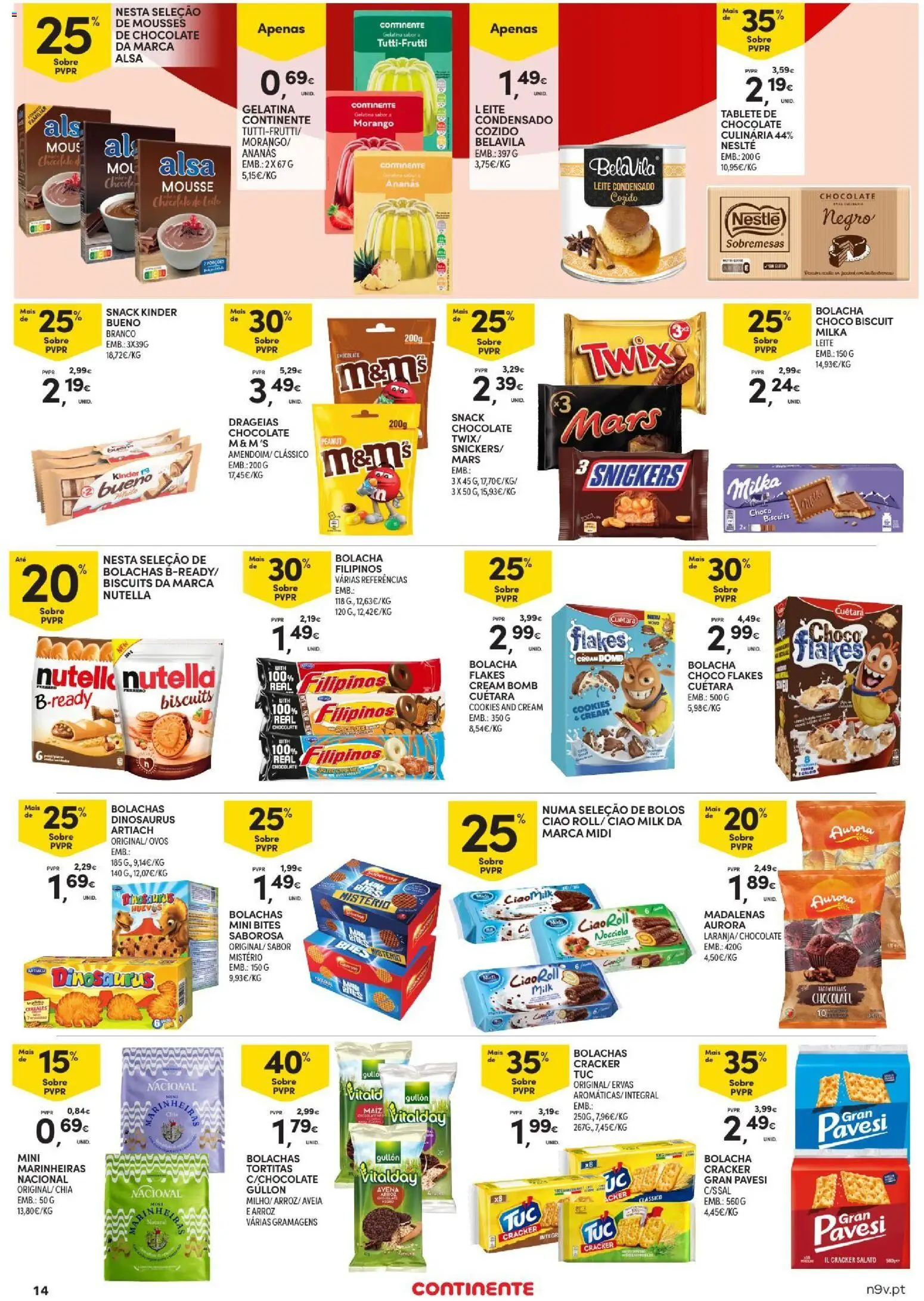Continente Açores │ válido de 09/07/2026 | Página: 14 | Produtos: Filipinos, Leite condensado, Chocolate, Arroz