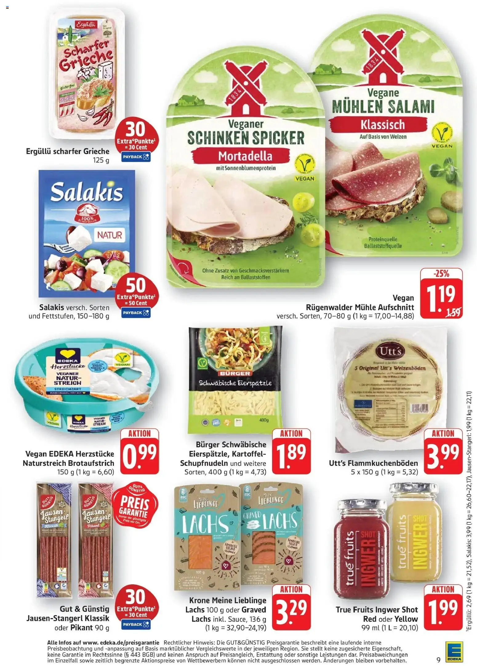 Edeka Prospekt Geislingen (ab 21.09.2026) » Angebote Online | Seite: 9 | Produkte: Burger, Lachs, Salakis, Schinken
