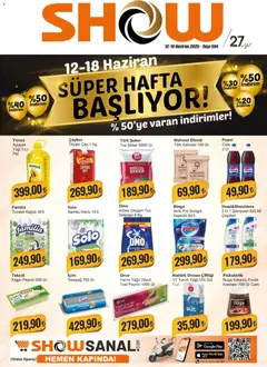 12.06.2026 tarihinden itibaren geçerli olan Show Market kataloğu önizlemesi | Sayfa: 2 | Ürünler: Tereyağı, Deterjan, Şeker, Tuvalet kağıdı