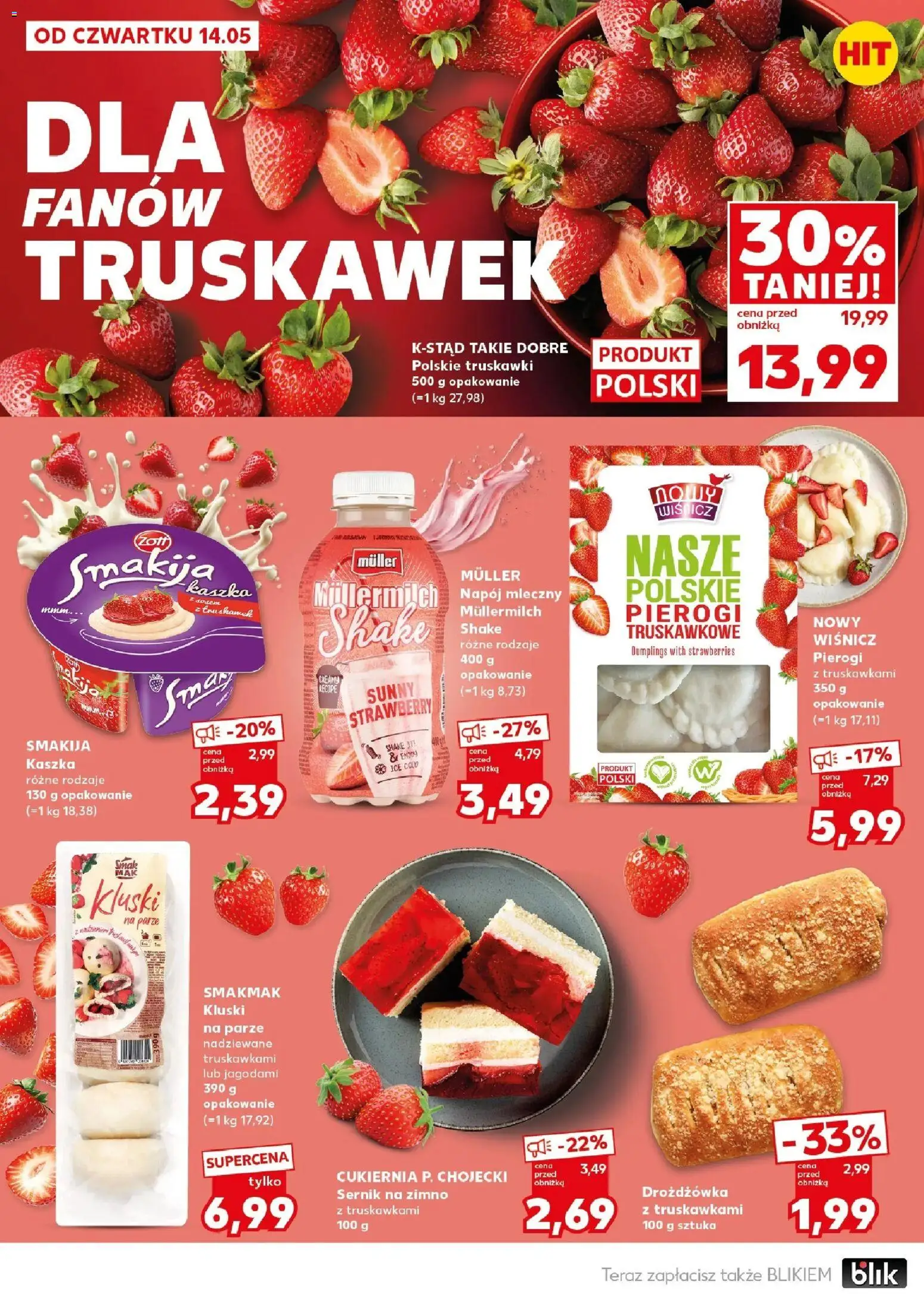 Kaufland gazetka - Mocny start od 18.05.2026 | Strona: 22 | Produkty: Pierogi, Kluski na parze, Truskawki