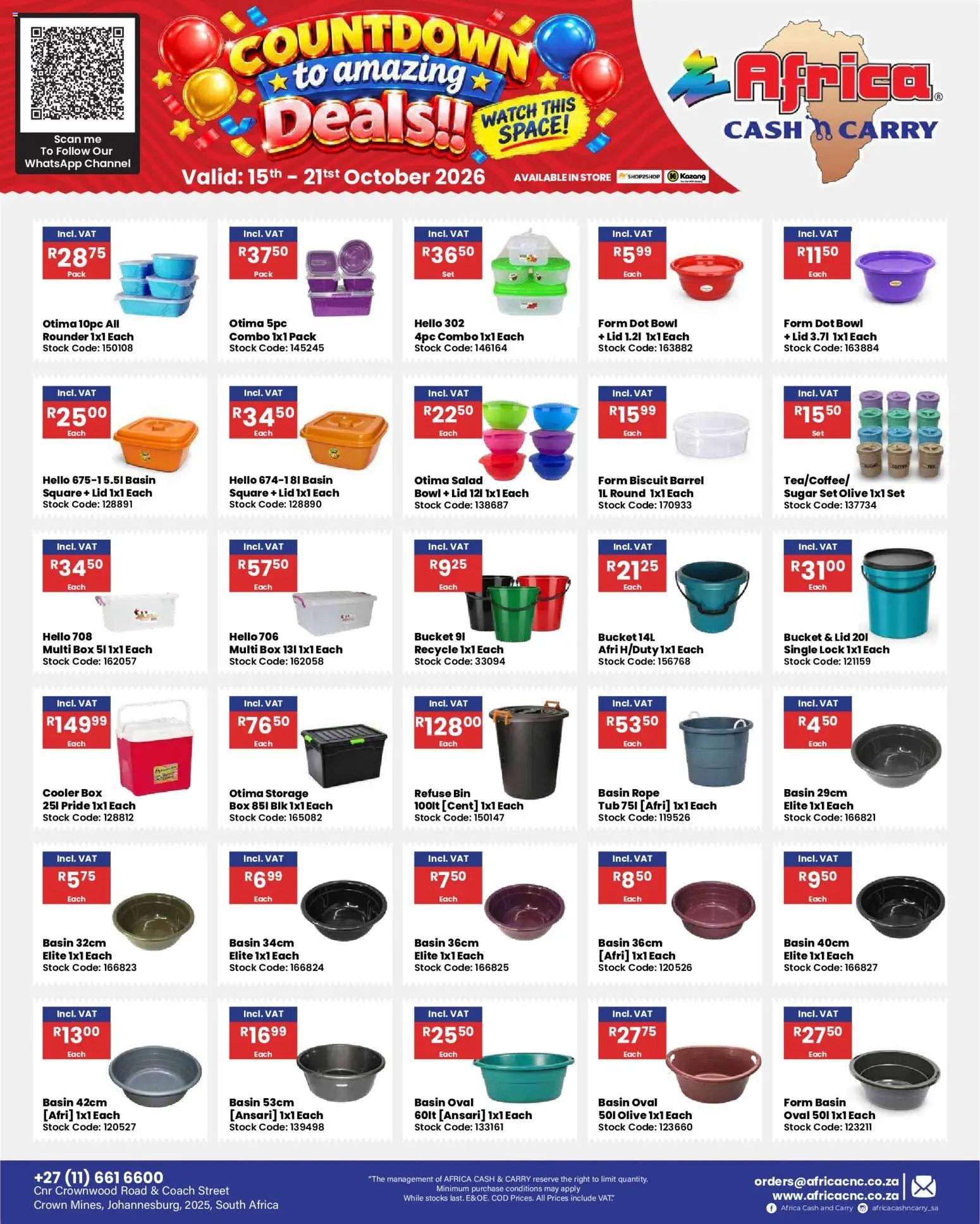 New Africa Cash & Carry catalogue – valid from 15/10/2026 | Page: 55 | Products: Watch, Bowl, Box, Salad