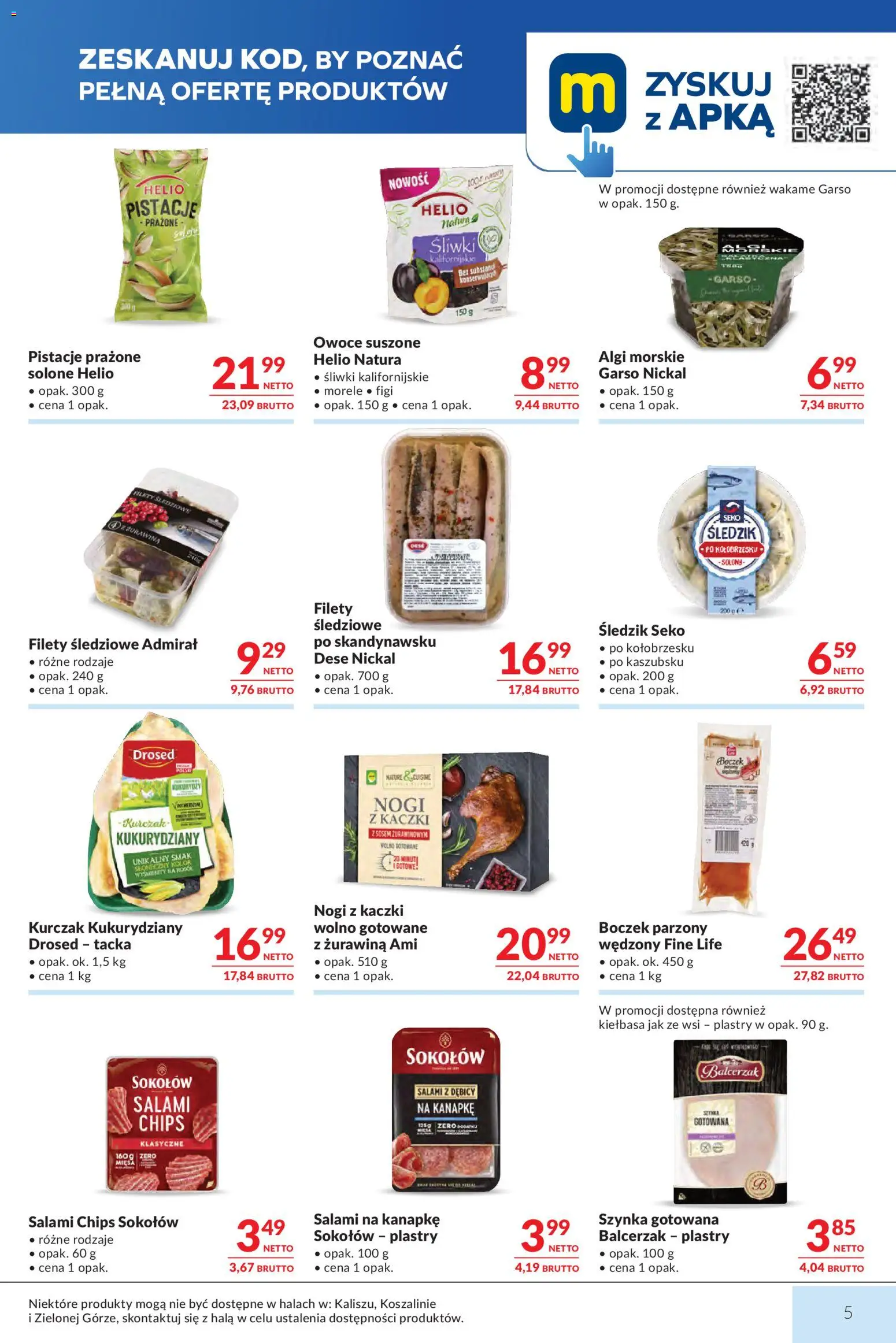Makro gazetka od 29.09.2026 | Strona: 5 | Produkty: Pistacje, Śliwki, Boczek parzony, Salami