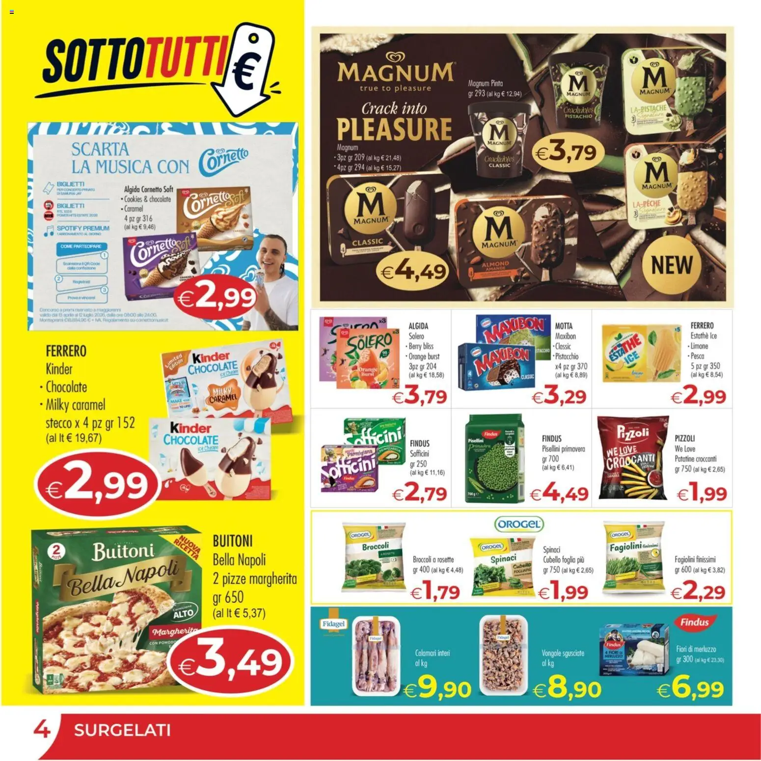 Volantino MerSi Supermercati del 01/07/2026 | Pagina: 4 | Prodotti: Cornetto, Calamari, Broccoli, Fagiolini