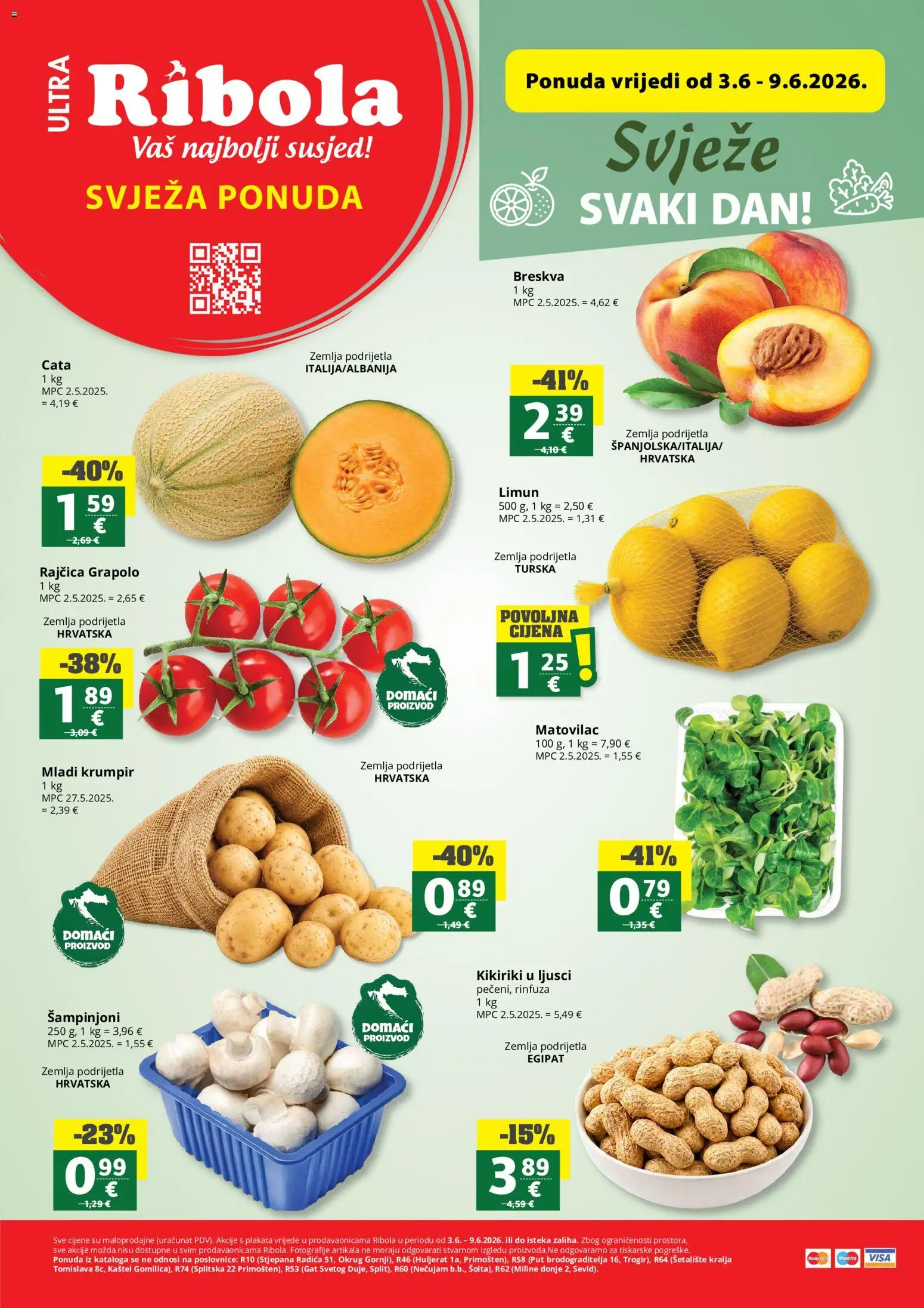 Ribola katalog | vrijedi od 03.06.2026 | Stranica: 1 | Proizvodi: Kikiriki, Krumpir, Limun, Breskva