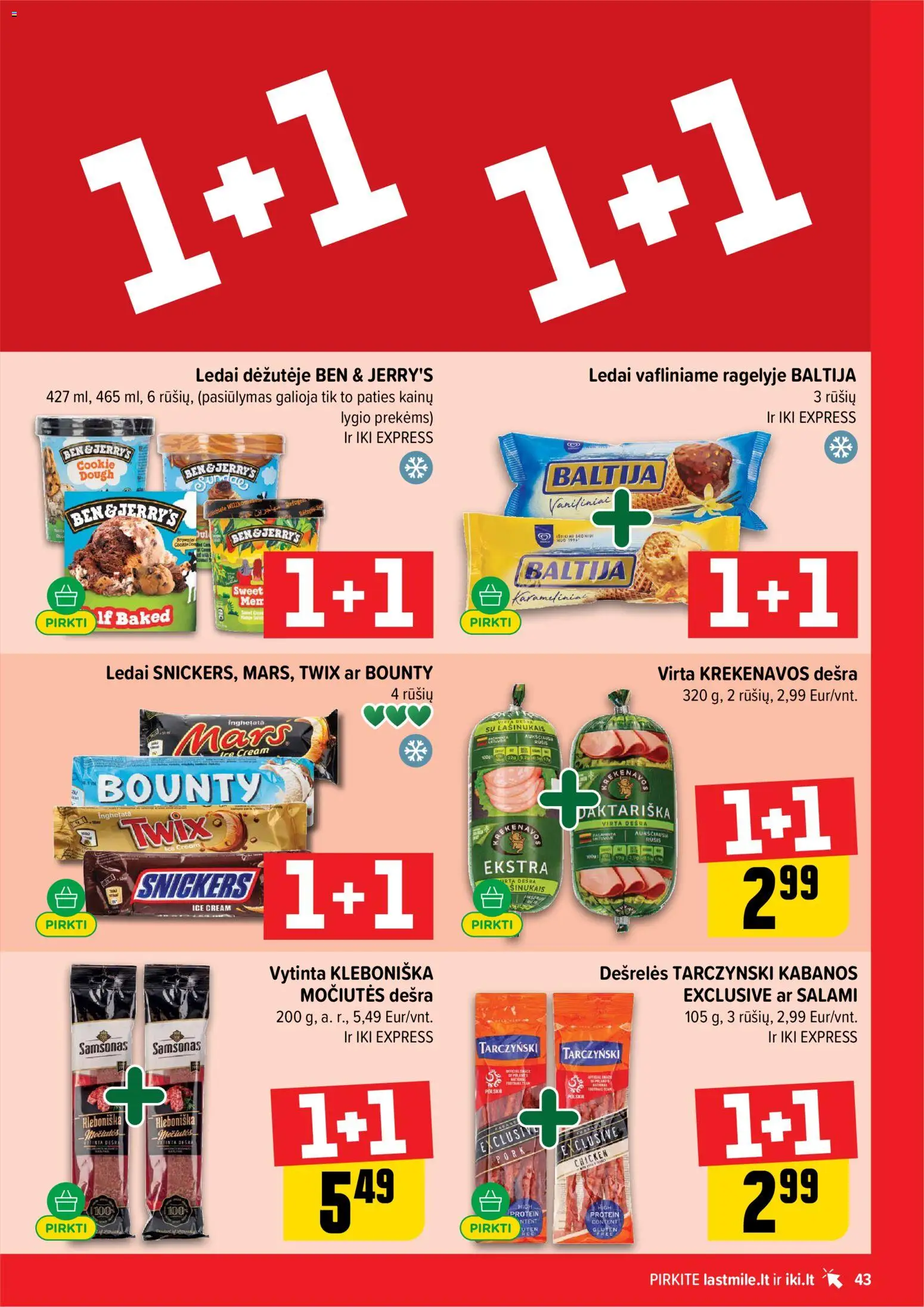 IKI akcijos nuo 2026.09.07 | Puslapis: 43 | Prekių: Ledai, Dešrelės, Dešra, Ben & Jerry's ledai
