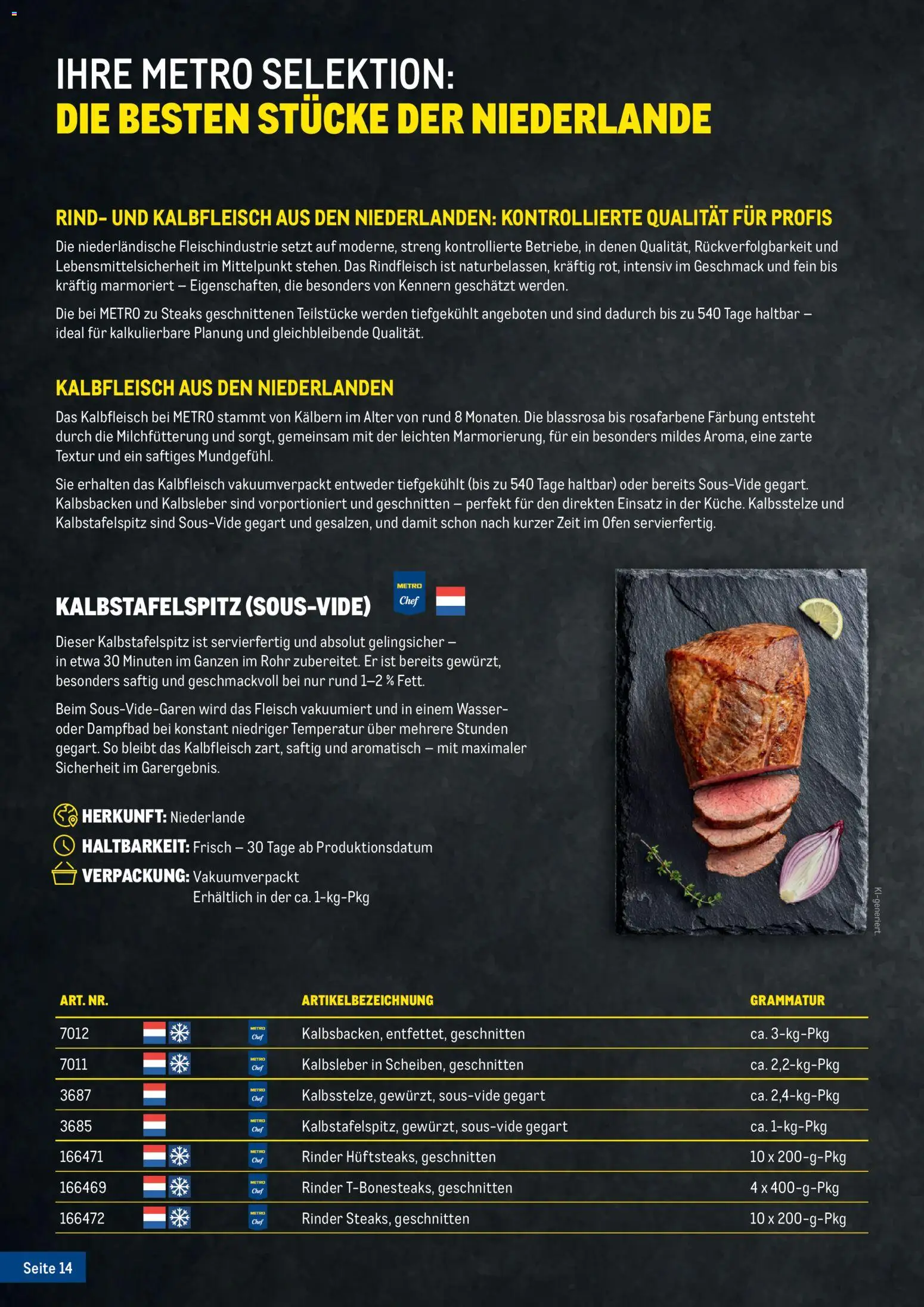Metro Fleischkatalog gültig ab 20.02.2026 | Seite: 14 | Produkte: Wasser, Ofen, Rindfleisch