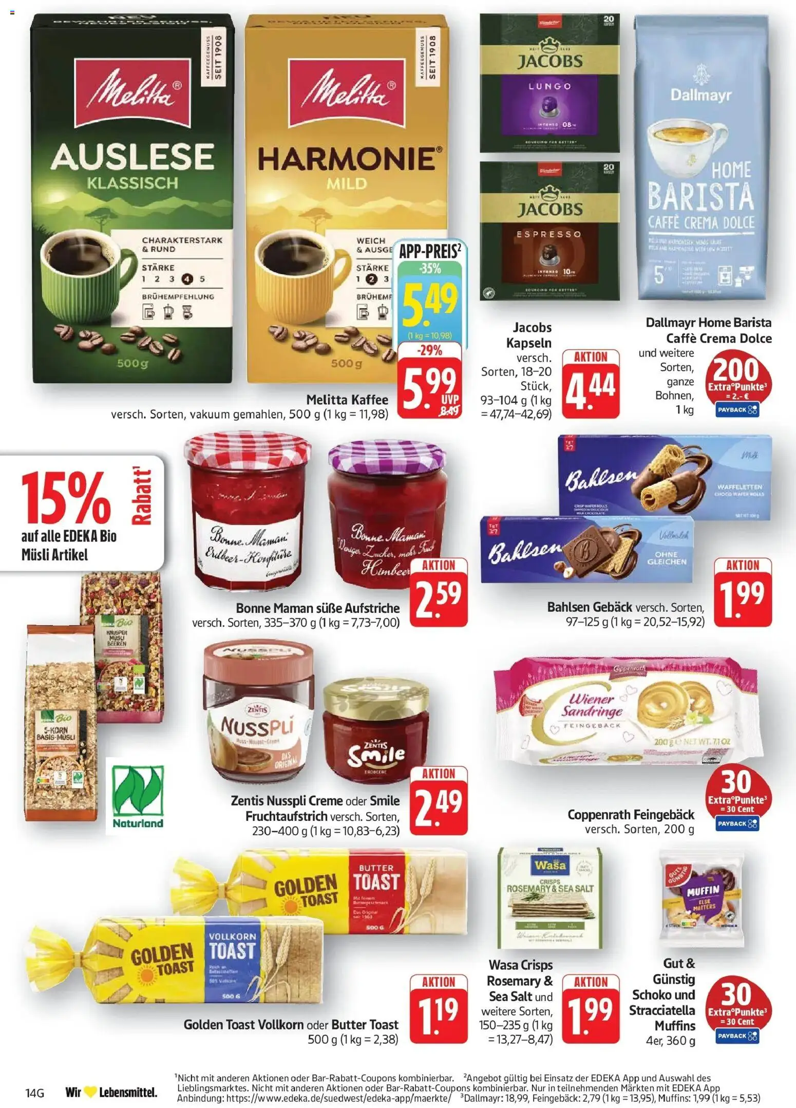 Edeka Prospekt Geislingen (ab 07.09.2026) » Angebote Online | Seite: 14 | Produkte: Melitta kaffee, Creme, Dallmayr, Bonne maman