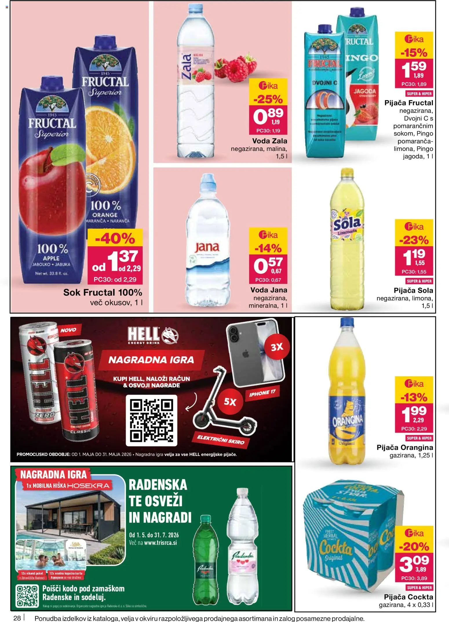 Novi Mercator katalog ponudbe – veljaven od 07.05.2026 | Stran: 28 | Izdelki: Igra, Sok, Voda