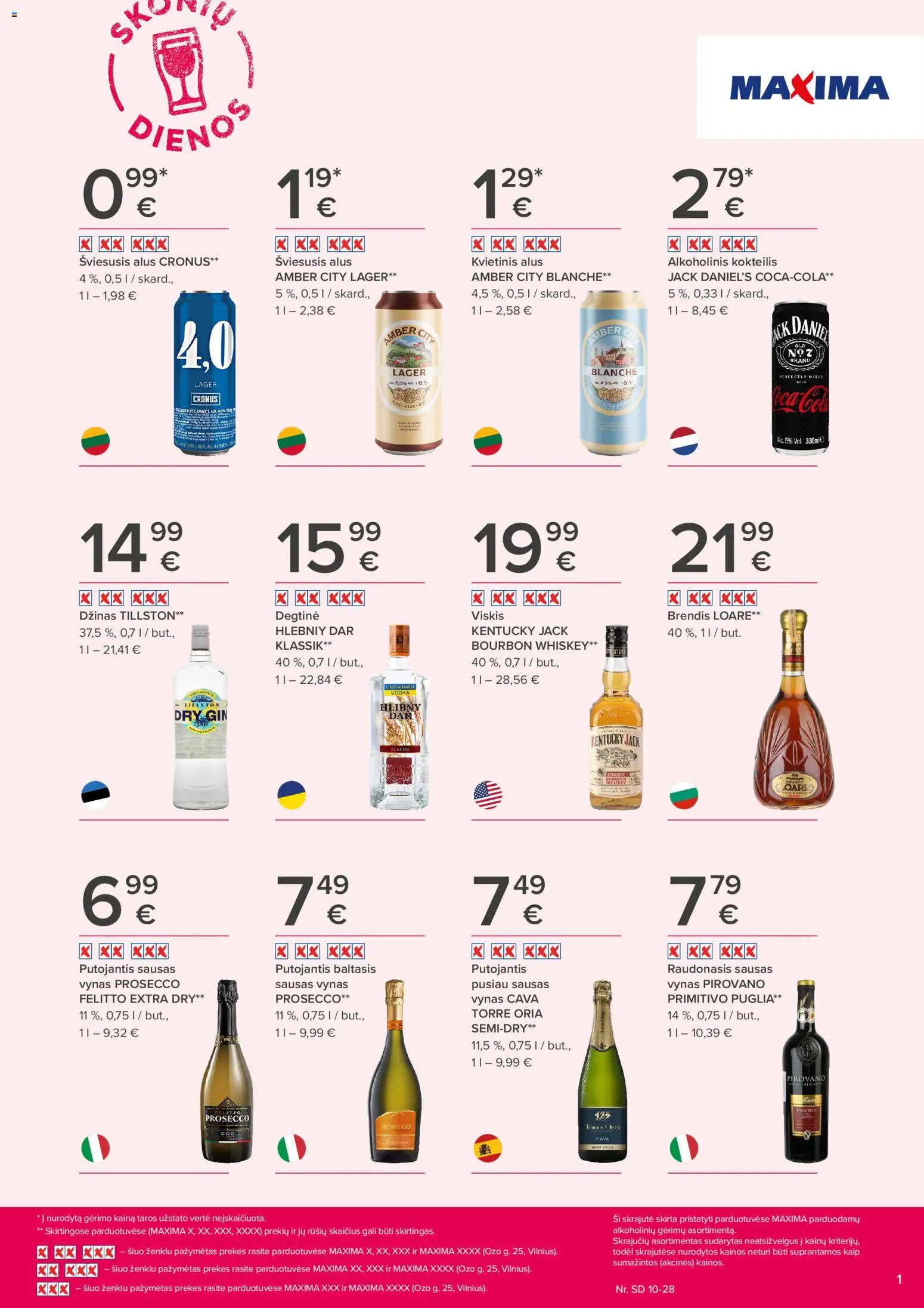 MAXIMA akcijos nuo 2026.10.15 | Puslapis: 1 | Prekių: Degtinė, Viskis, Alus, Džinas