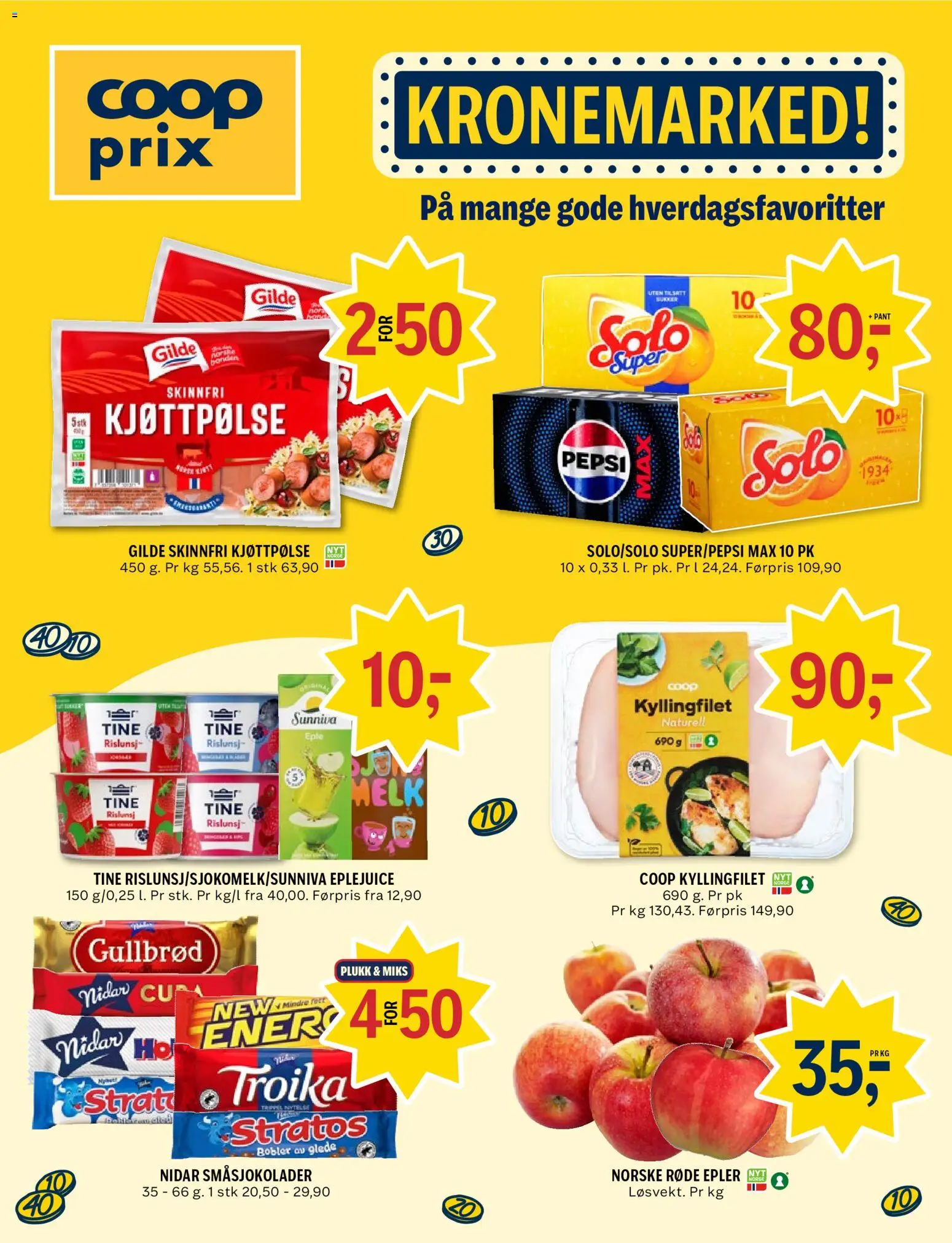 {H1} | Side: 1 | Produkter: Epler, Eplejuice, Kyllingfilet, Pepsi