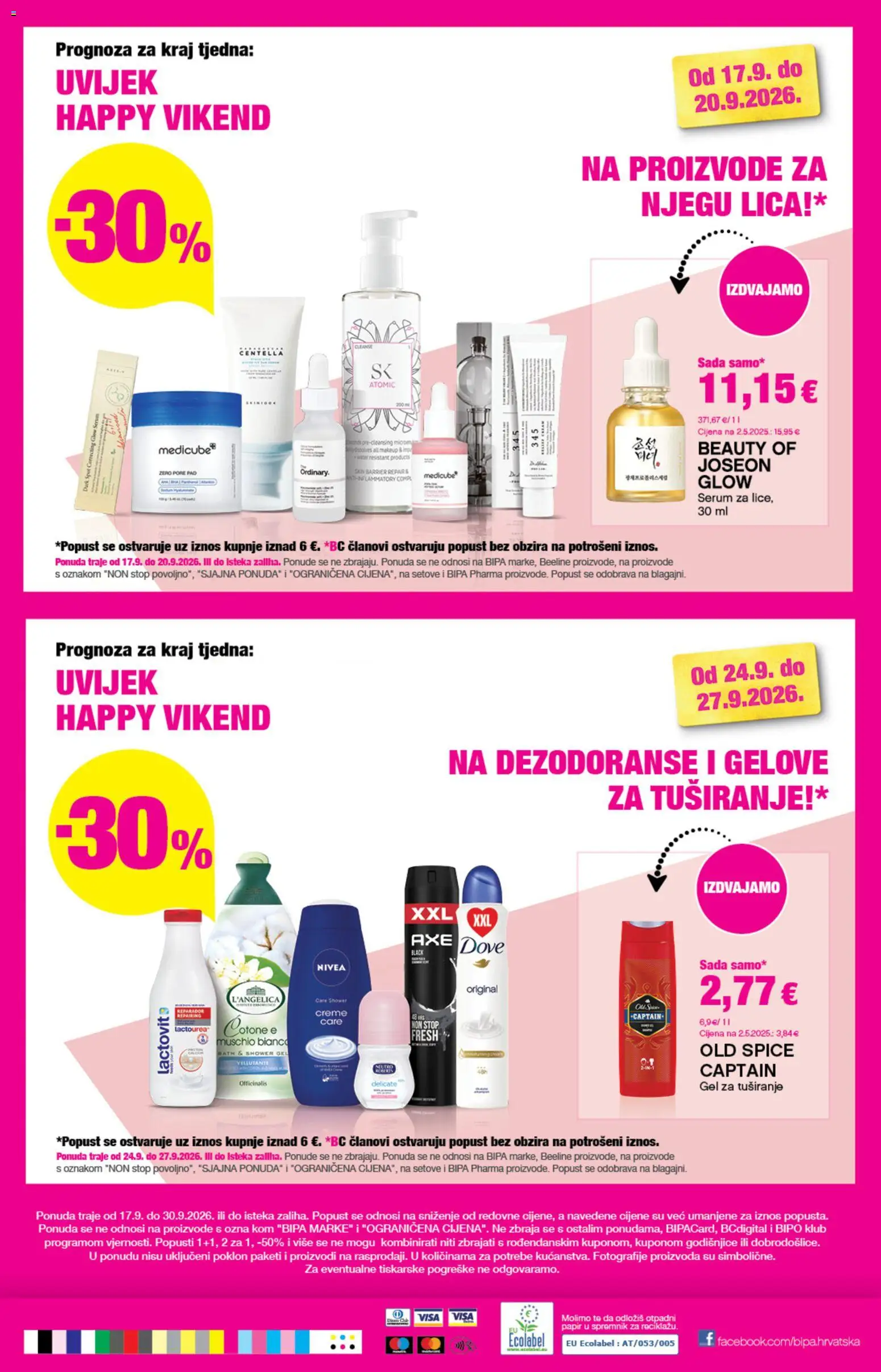 Bipa katalog | vrijedi od 17.09.2026 | Stranica: 29 | Proizvodi: Gel za tuširanje, Dove, Axe, L'Angelica