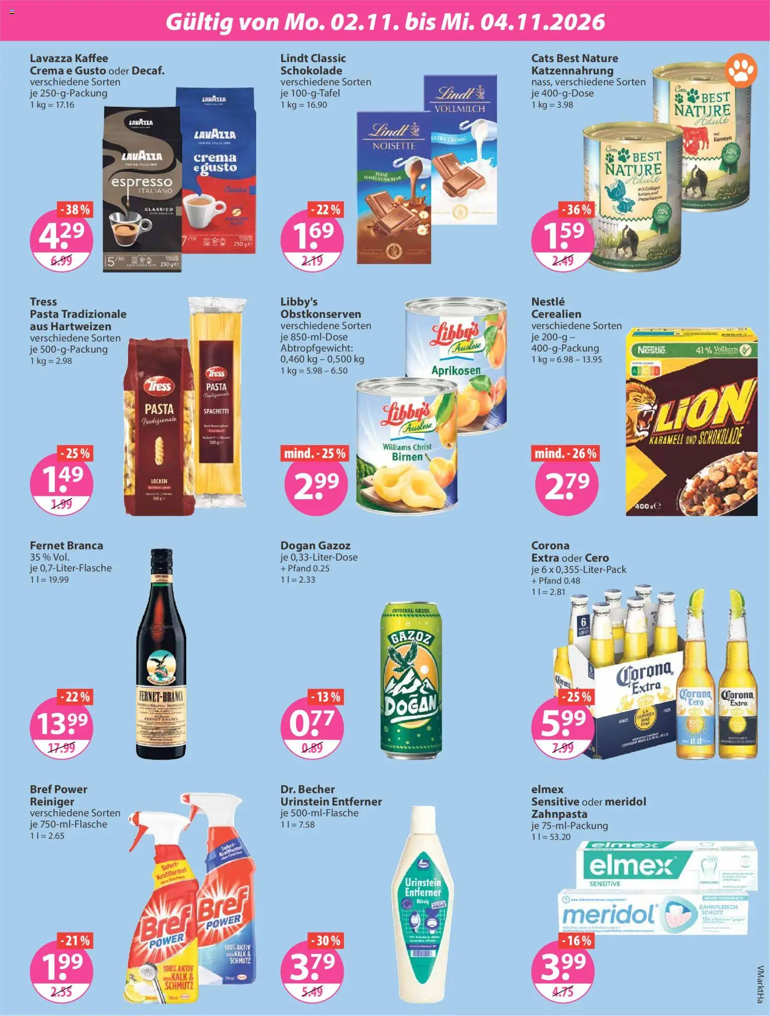 V-Markt Angebote – gültig ab 29.10.2026 | Seite: 25 | Produkte: Kaffee, Schokolade, Preiselbeeren, Fernet