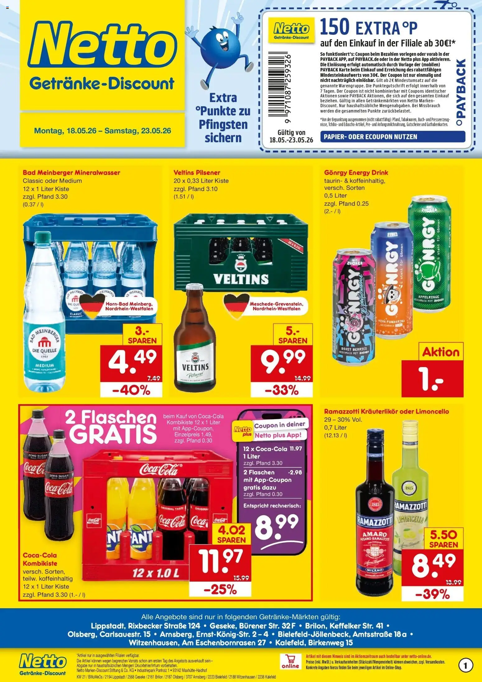 Netto Marken-Discount Prospekt Lippstadt	 – gültig ab 17.05.2026 | Seite: 1 | Produkte: HP, Coca cola, Cola, Bad