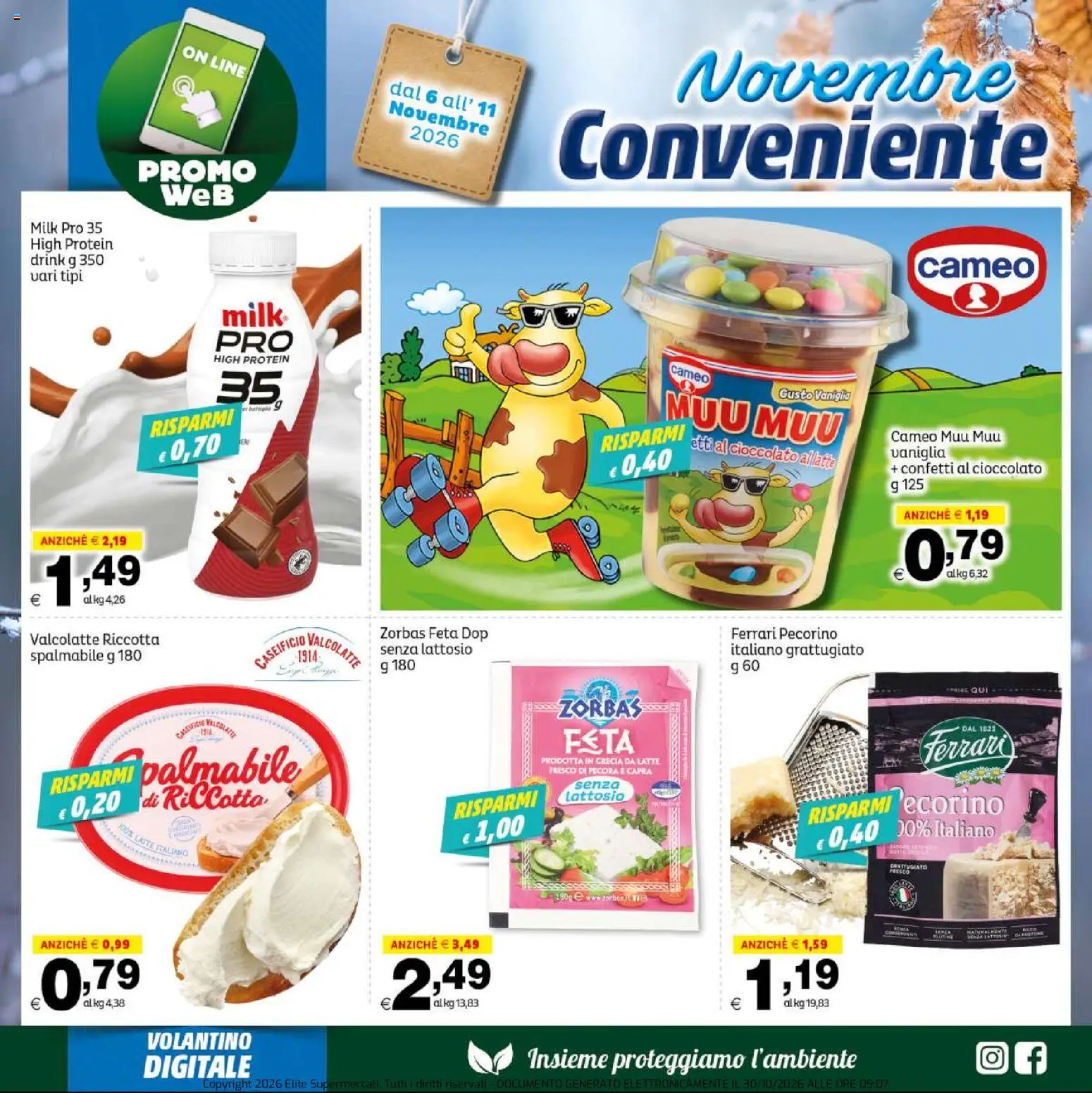 Volantino Elite Supermercati del 06/11/2026 | Pagina: 2 | Prodotti: Cioccolato, Latte, Feta, Senza lattosio