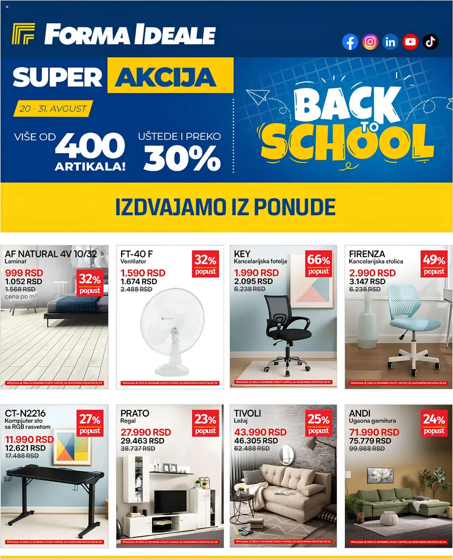 Forma Ideale katalog - važi od 20.08.2026 | Strana: 1 | Proizvode: Ventilator, Sto, Stolica, Ugaona garnitura