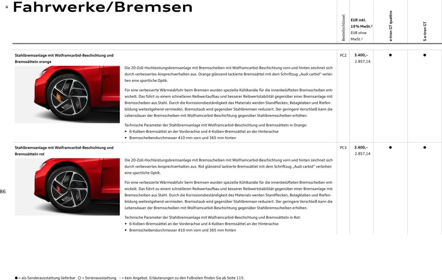 Audi e-tron GT – gültig ab 02.10.2026 | Seite: 86