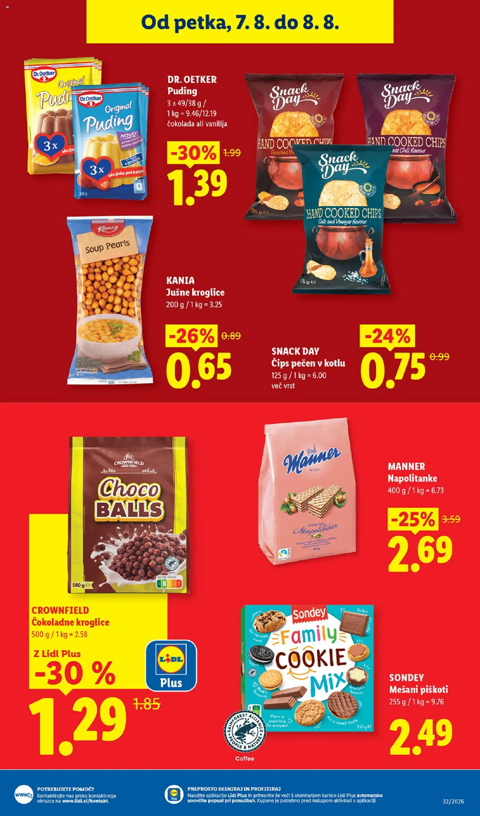Novi Lidl katalog ponudbe – veljaven od 06.08.2026 | Stran: 43 | Izdelki: Napolitanke, Puding, Cips, Piskoti