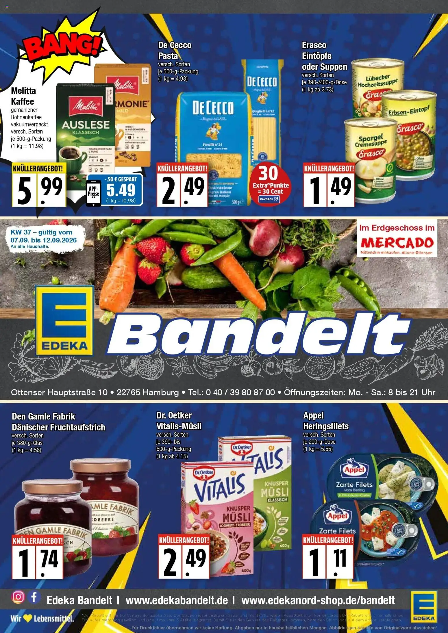 Edeka Prospekt Hamburg (ab 07.09.2026) » Angebote Online | Seite: 1 | Produkte: Musli, Melitta, Spargel, Erasco
