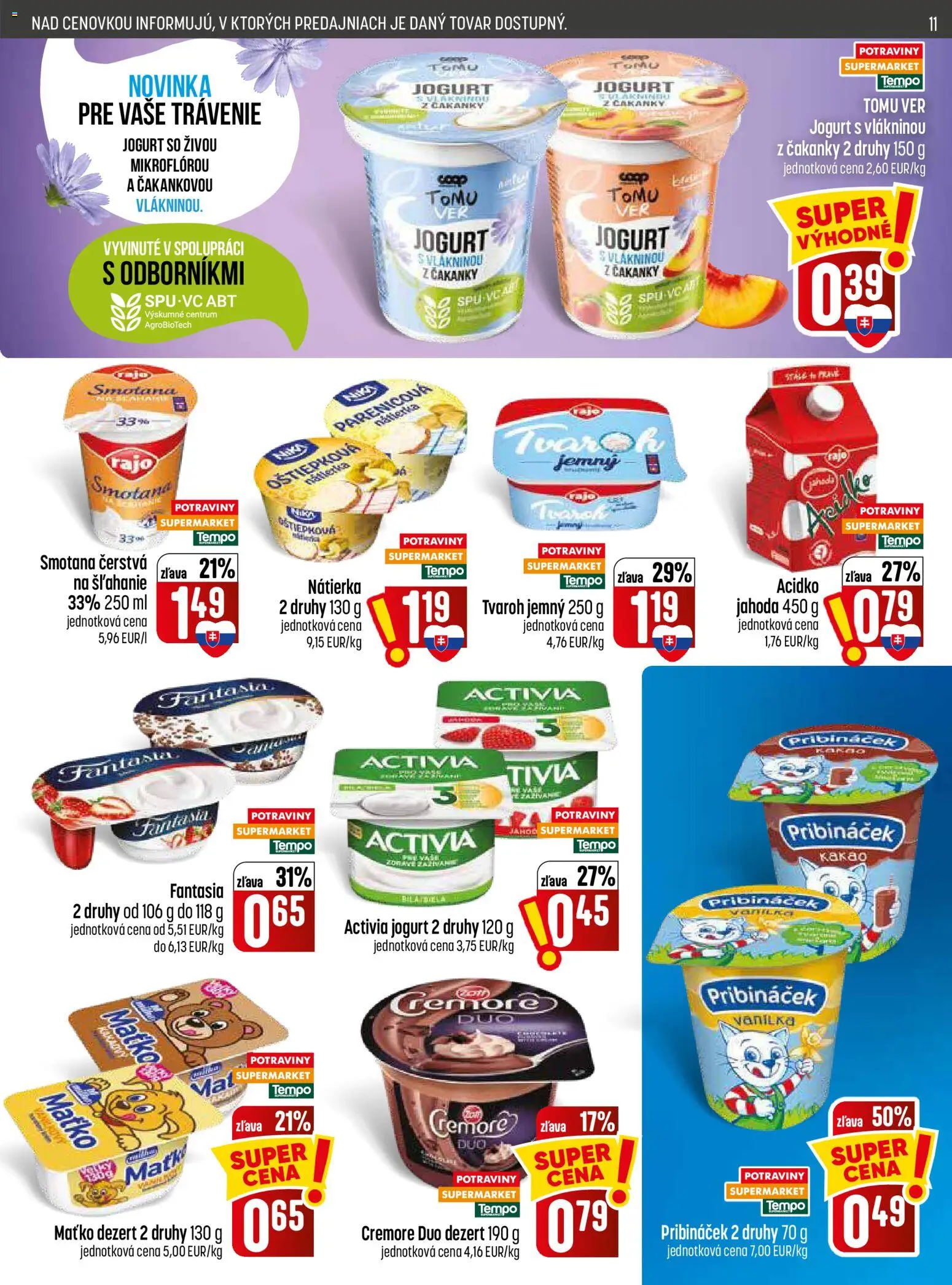 Nové COOP Jednota akcie – leták je platný od 03.09.2026 | Strana: 11 | Produkty: Jogurt, Tvaroh, Acidko, Dezert