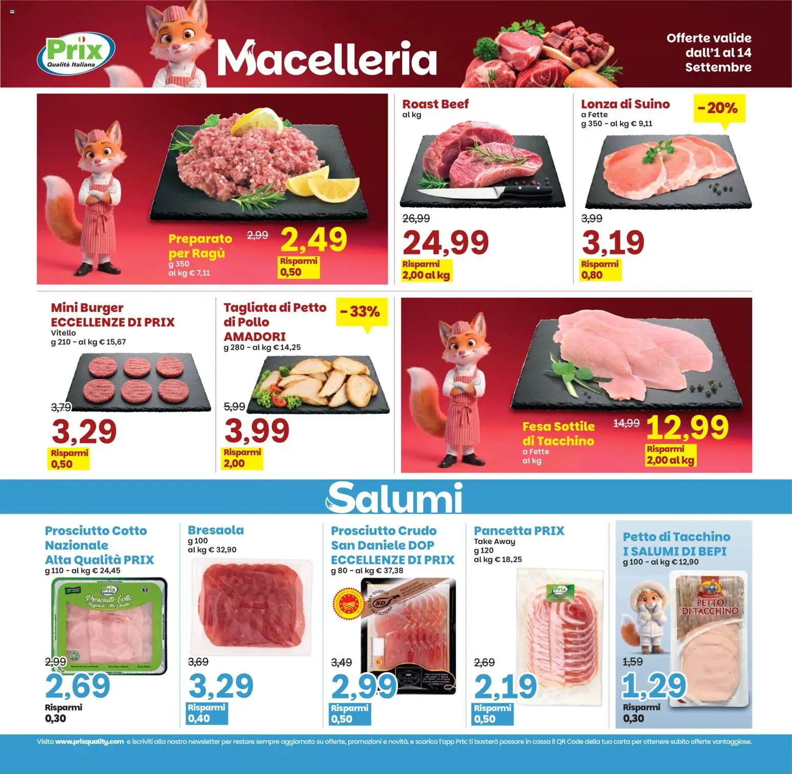 Volantino Prix del 01/09/2026 | Pagina: 10 | Prodotti: Prosciutto Crudo, Pollo, Pancetta, Ragú