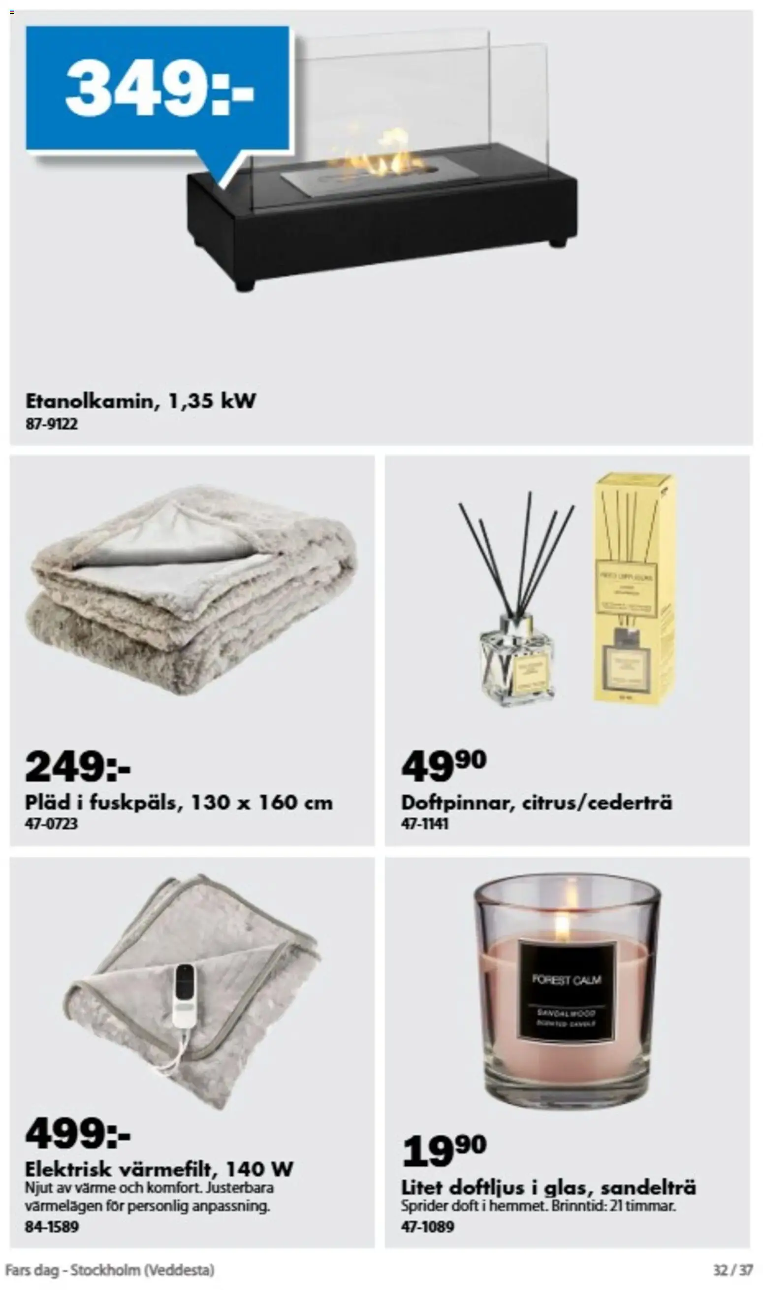 Biltema reklamblad aktuell från 26/10/2026 | Sida: 32 | Produkter: Doft, Pläd, Doftljus