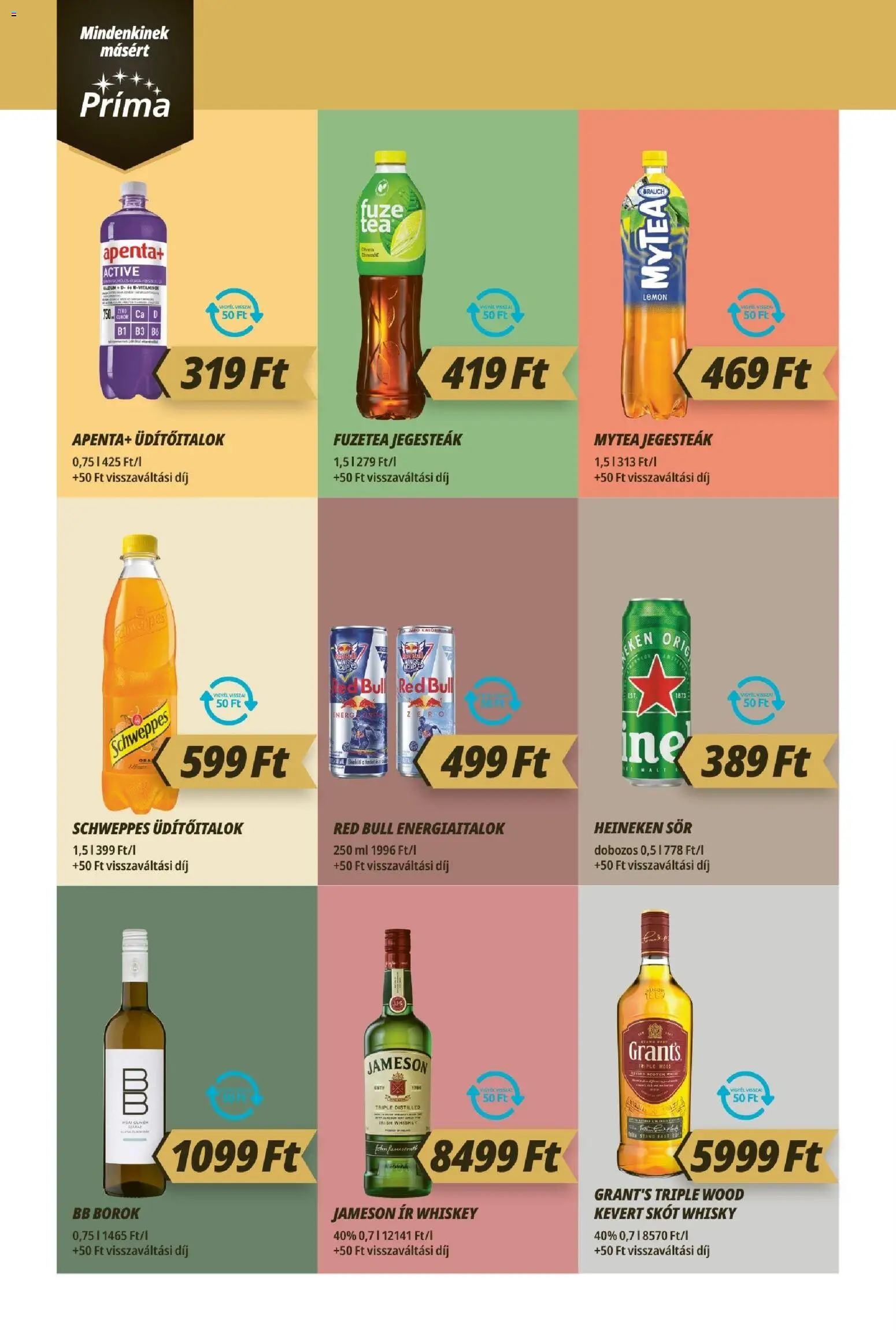 CBA Príma akciós ujság - amely érvényes a következő dátumtól: 2026.10.15. | Oldal: 10 | Termékek: Whiskey, Apenta, Irish whiskey, FuzeTea
