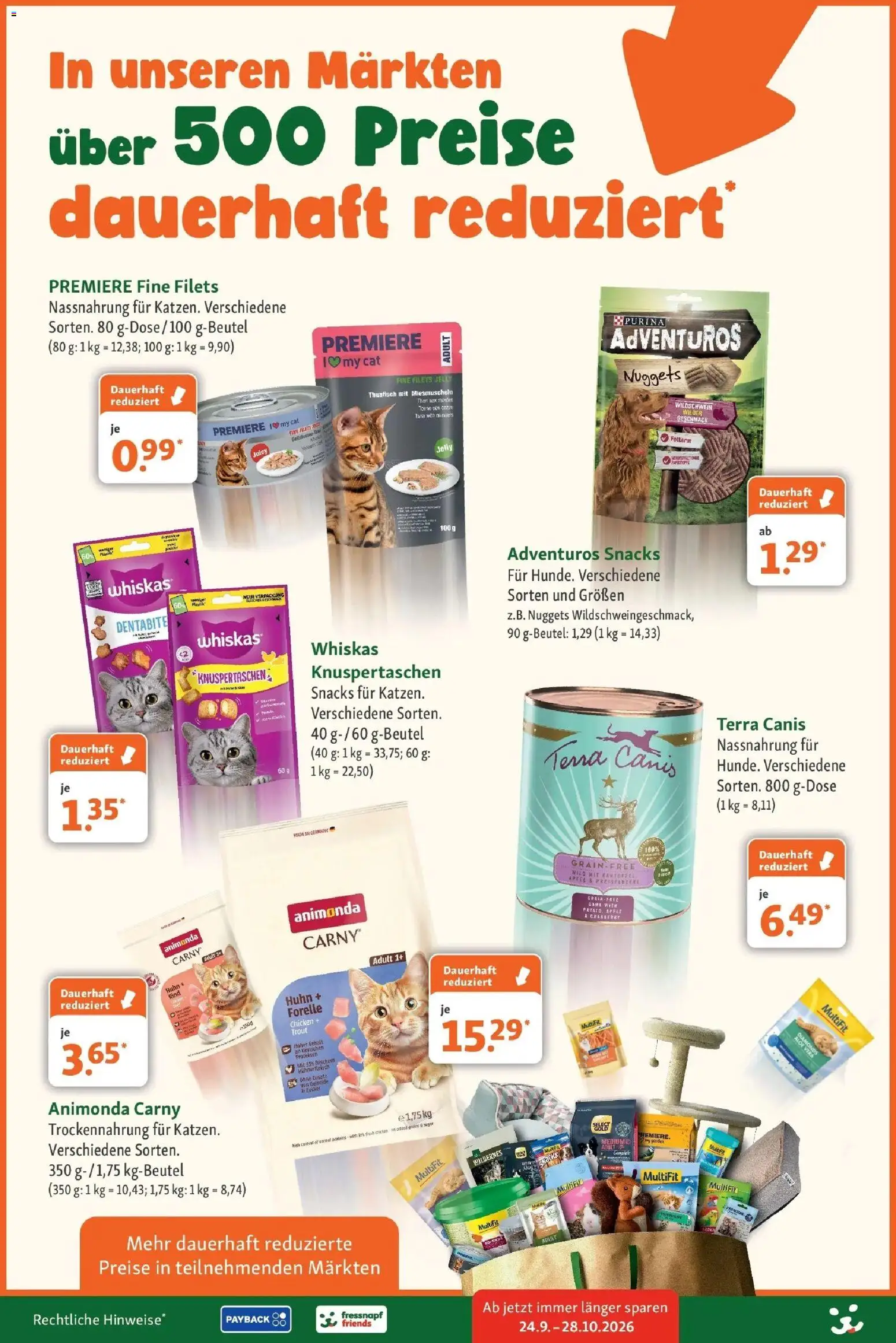 Fressnapf Aktueller Prospekt (ab 24.09.2026) zum Blättern | Seite: 2 | Produkte: Thunfisch, Äpfel, Getreide, Whiskas
