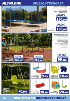 Anteprima del volantino Orizzonte volantino Sport e Mare valido a partire dal 08/05/2026 | Pagina: 18 | Prodotti: Altalena, Trampolino, Tavoletta, Tappeto