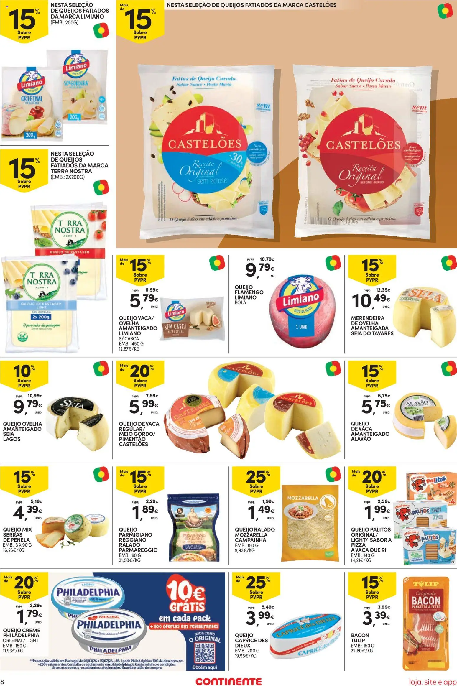 Continente Semanal Continente Bom Dia │ válido de 23/06/2026 | Página: 10 | Produtos: Queijo creme, Campainha, Queijo, Pizza