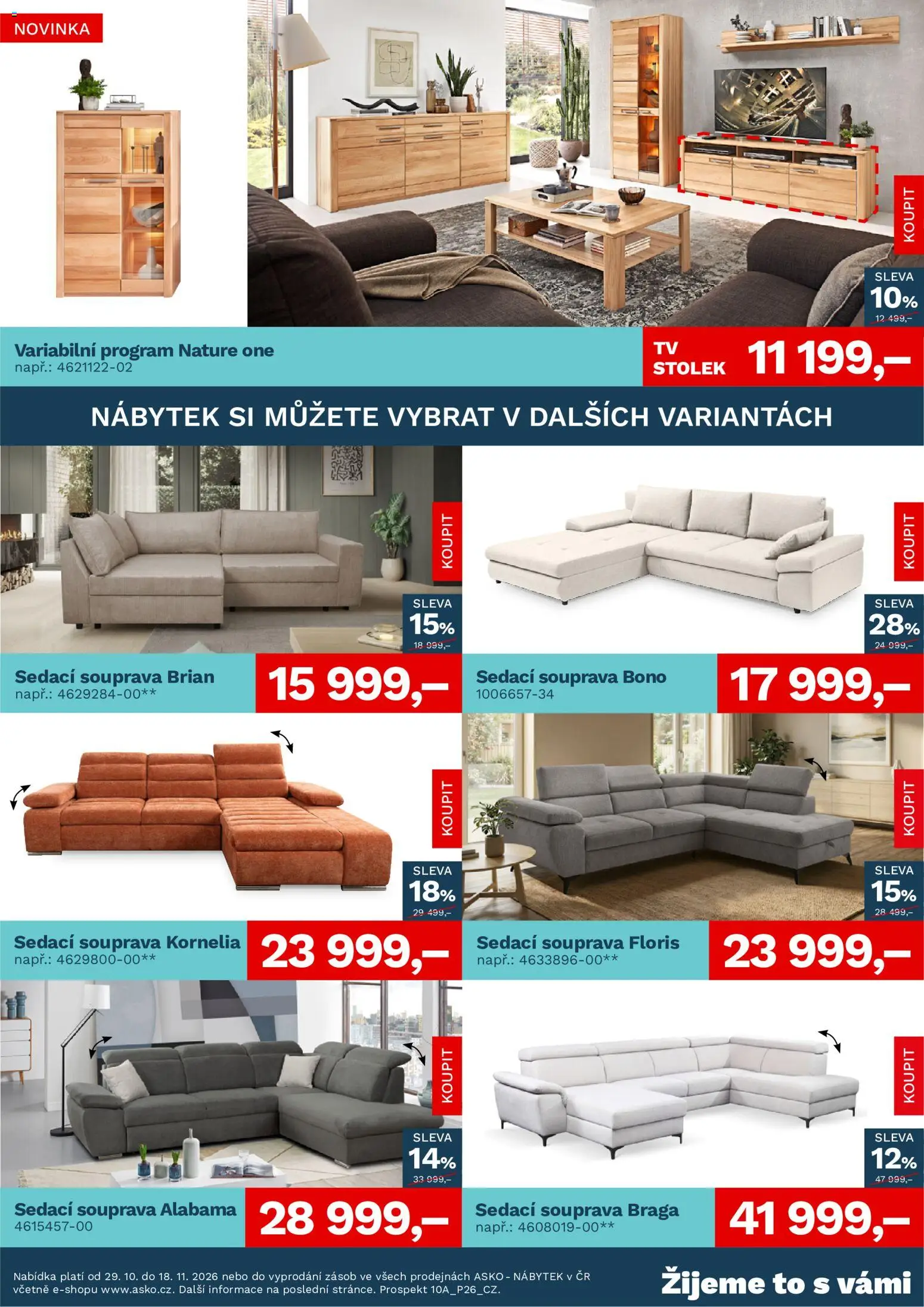 ASKO nábytek leták od 29.10.2026 | Strana: 2 | Produkty: Sedací souprava, Nábytek, Stolek