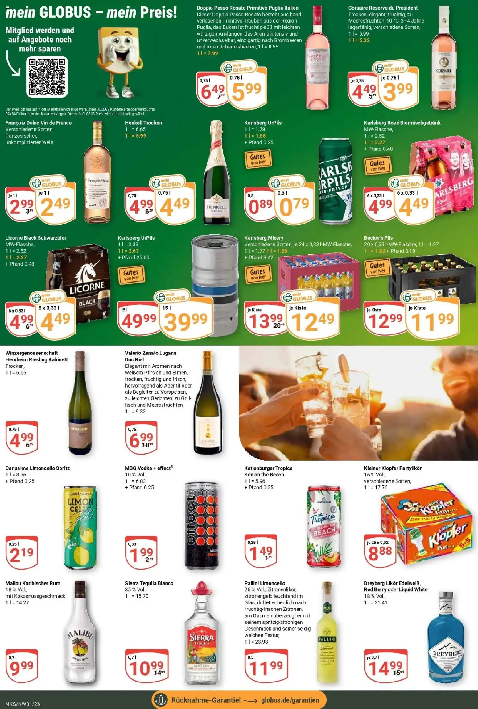 Globus Prospekt Neunkirchen – gültig ab 27.07.2026 | Seite: 17 | Produkte: Likör, Rum, Pils, Tequila