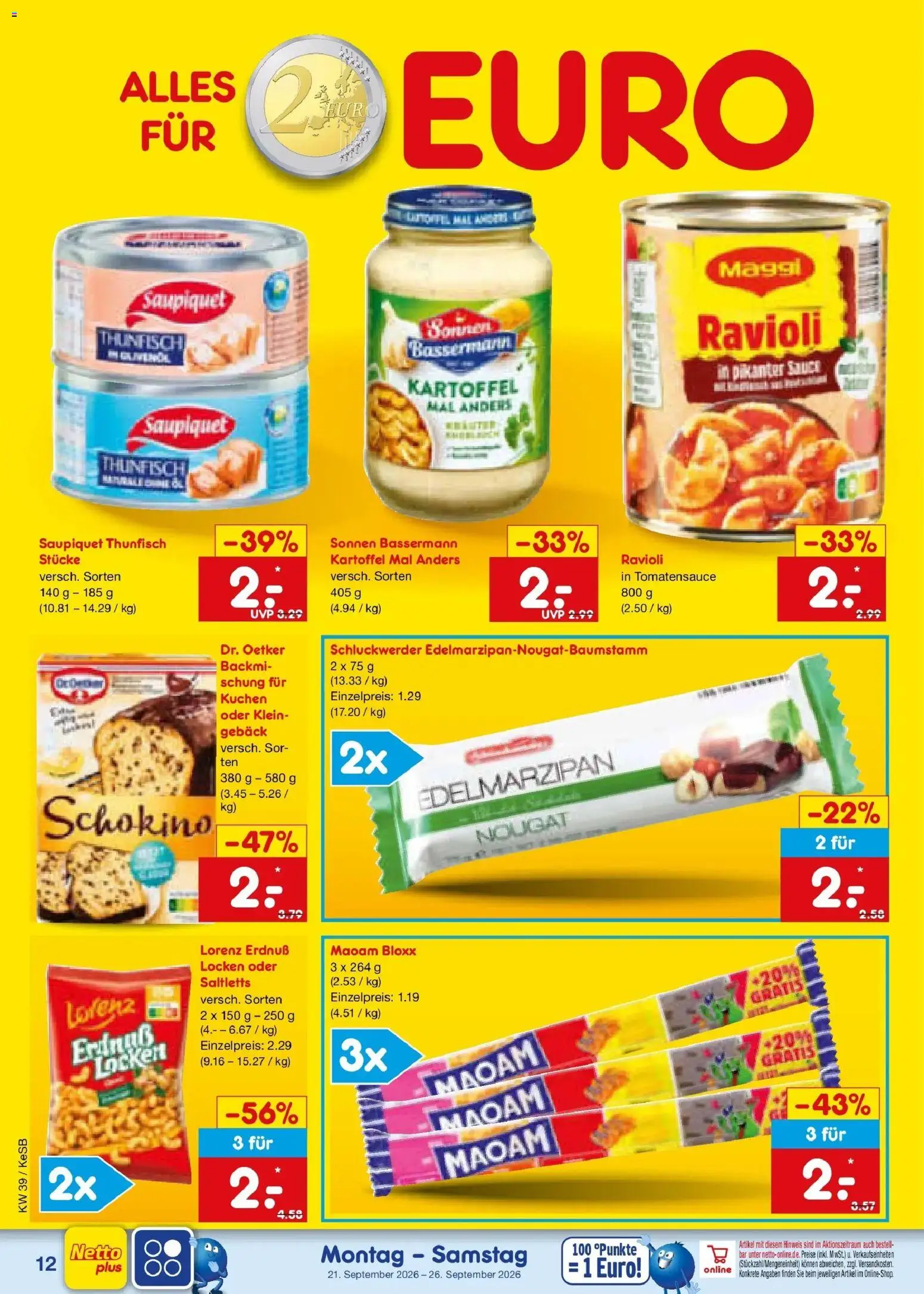 Netto Marken-Discount Prospekt Kruft – gültig ab 21.09.2026 | Seite: 20 | Produkte: Maggi, Thunfisch, Kuchen